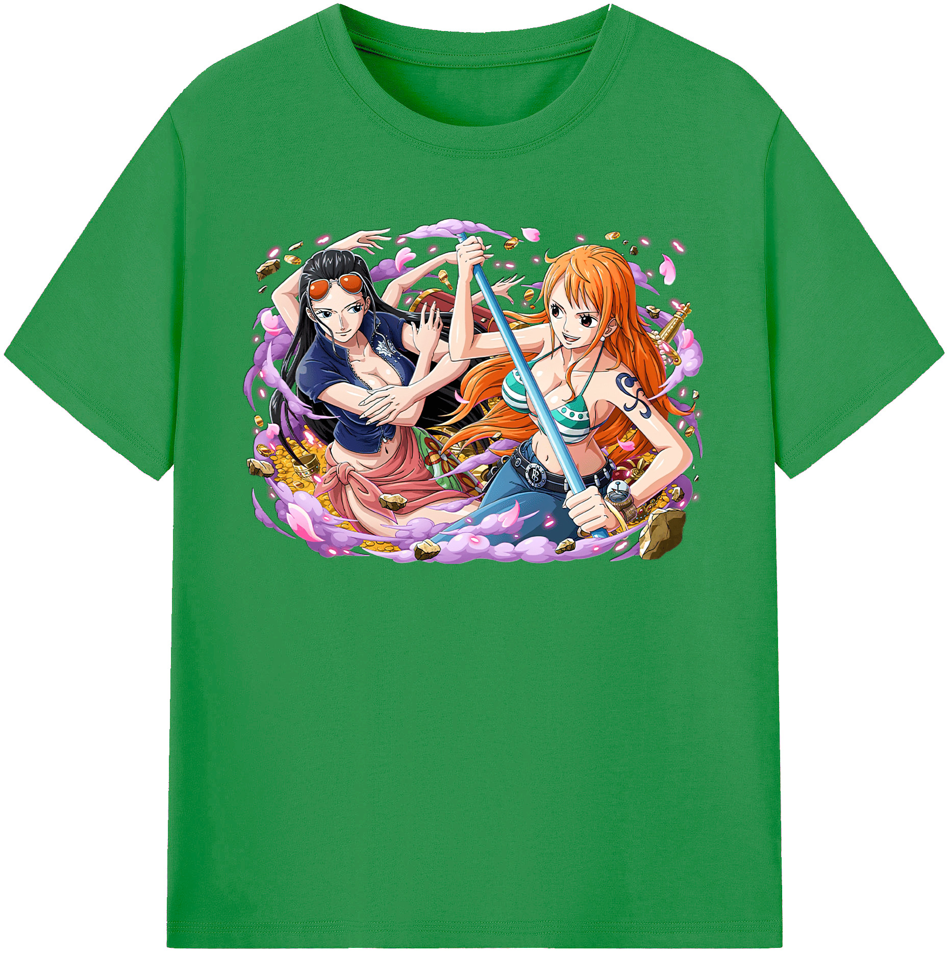 ワンピース ニコ・ロビン ONE PIECE Nico Robin レディースカジュアルプリントTシャツ（綿100％）