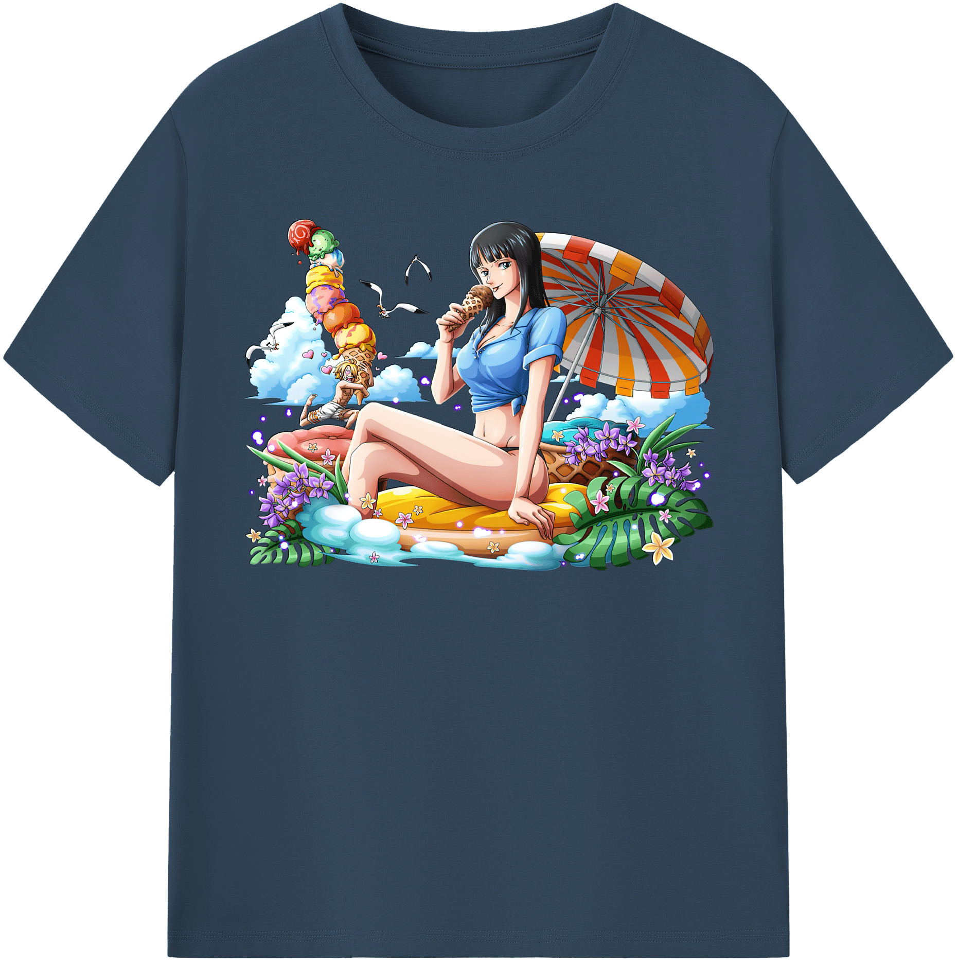 ワンピース ニコ・ロビン ONE PIECE Nico Robin レディースカジュアルプリントTシャツ（綿100％）