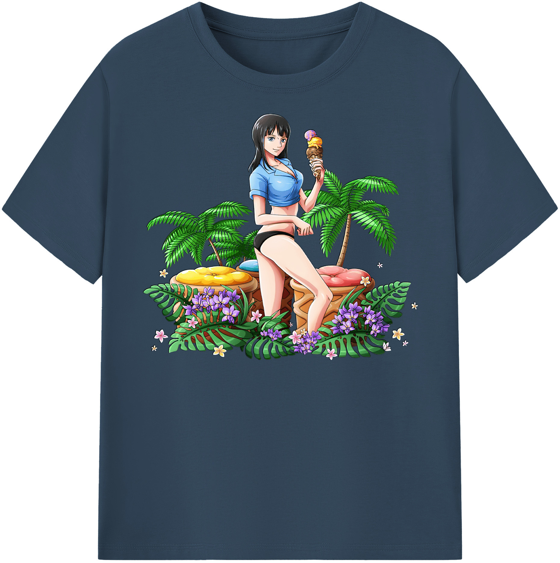 ワンピース ニコ・ロビン ONE PIECE Nico Robin レディースカジュアルプリントTシャツ（綿100％）