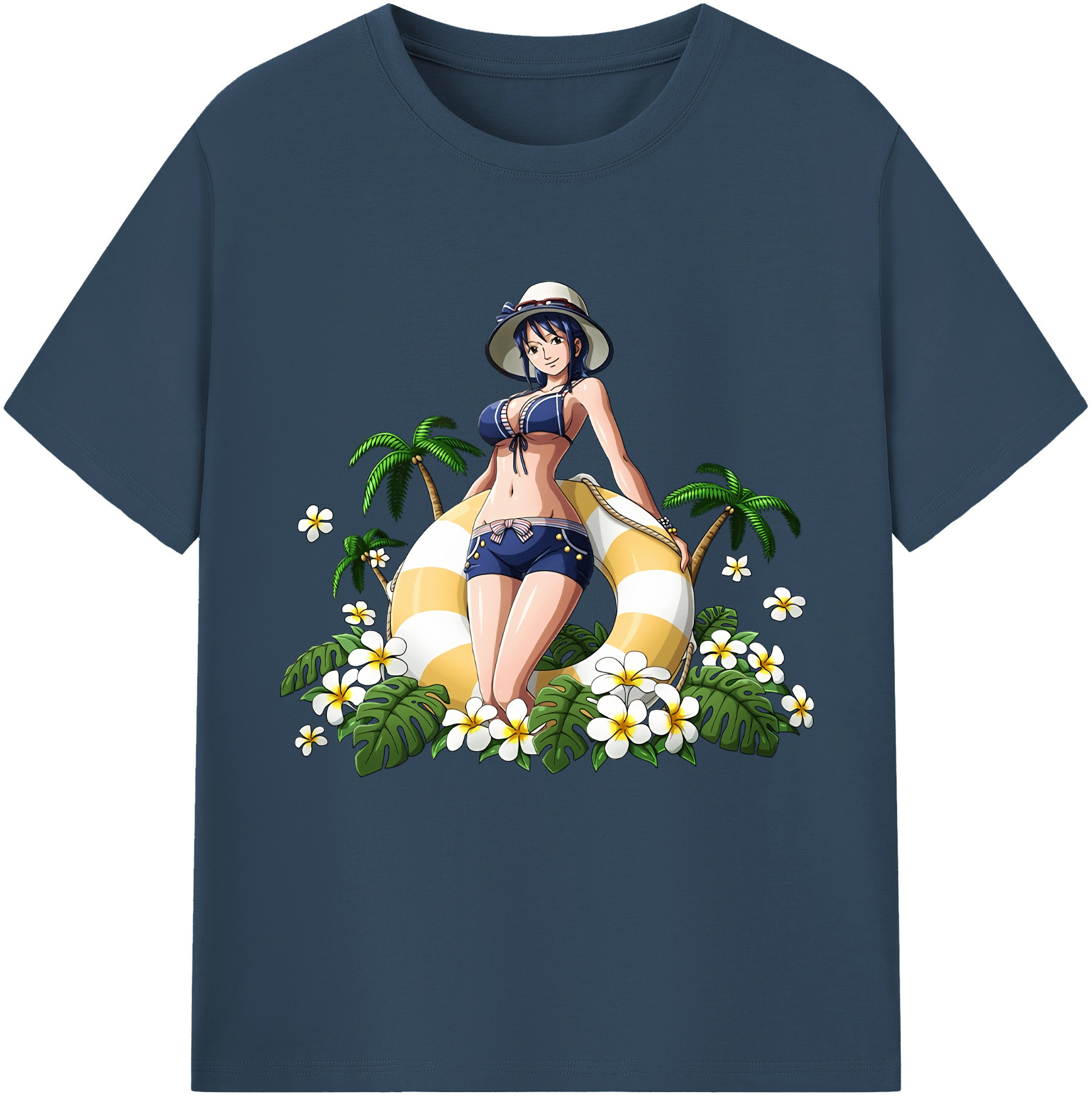 ワンピース ニコ・ロビン ONE PIECE Nico Robin レディースカジュアルプリントTシャツ（綿100％）