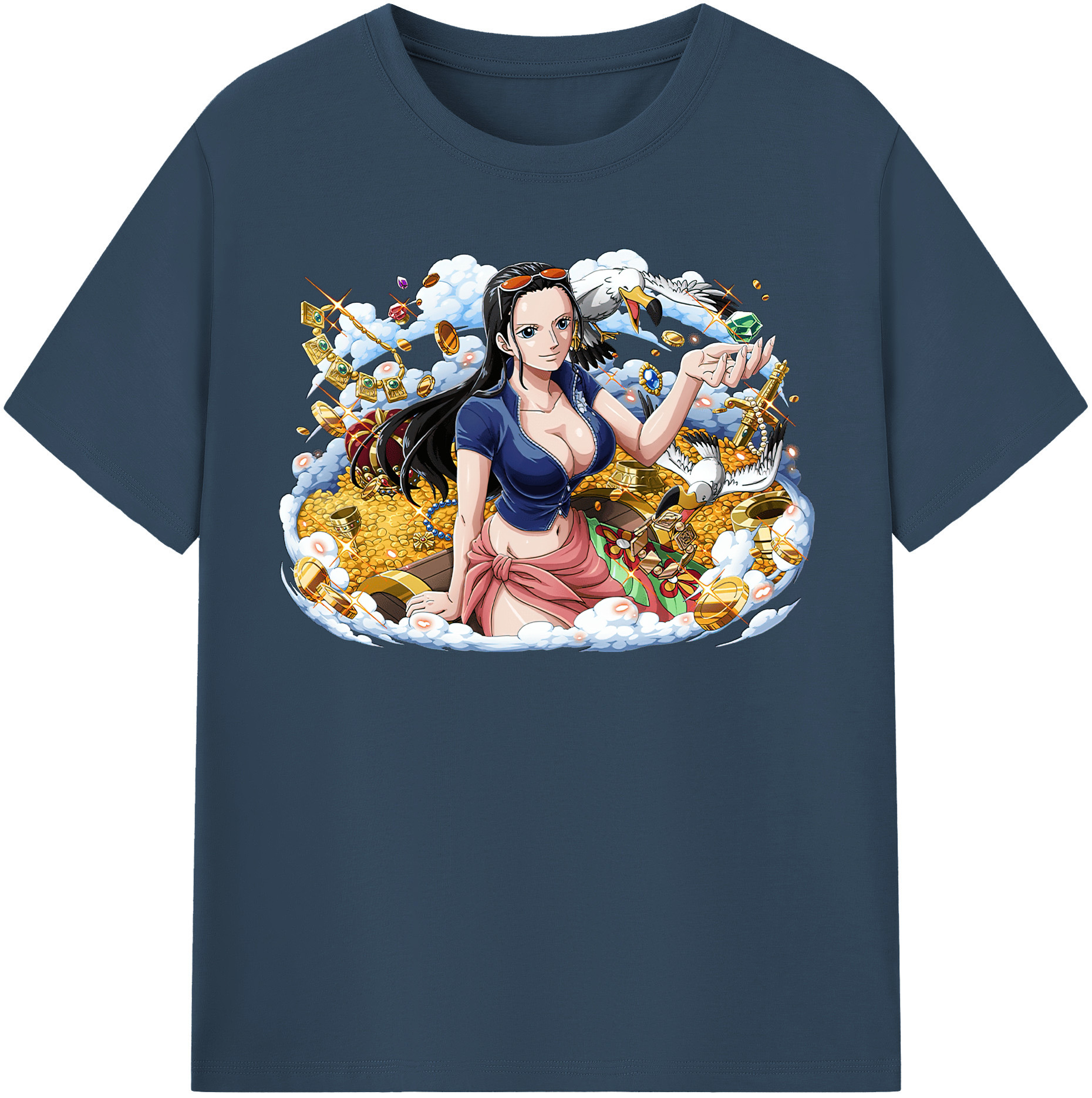 ワンピース ニコ・ロビン ONE PIECE Nico Robin レディースカジュアルプリントTシャツ（綿100％）