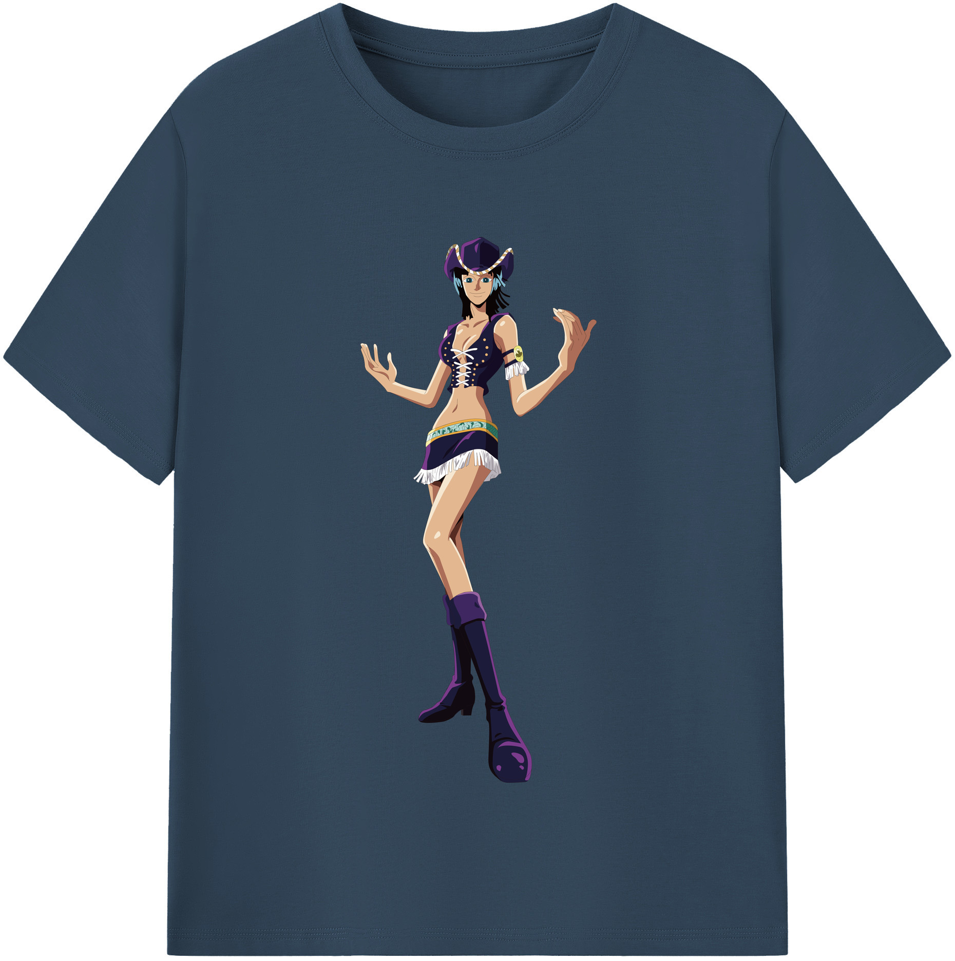 ワンピース ニコ・ロビン ONE PIECE Nico Robin レディースカジュアルプリントTシャツ（綿100％）