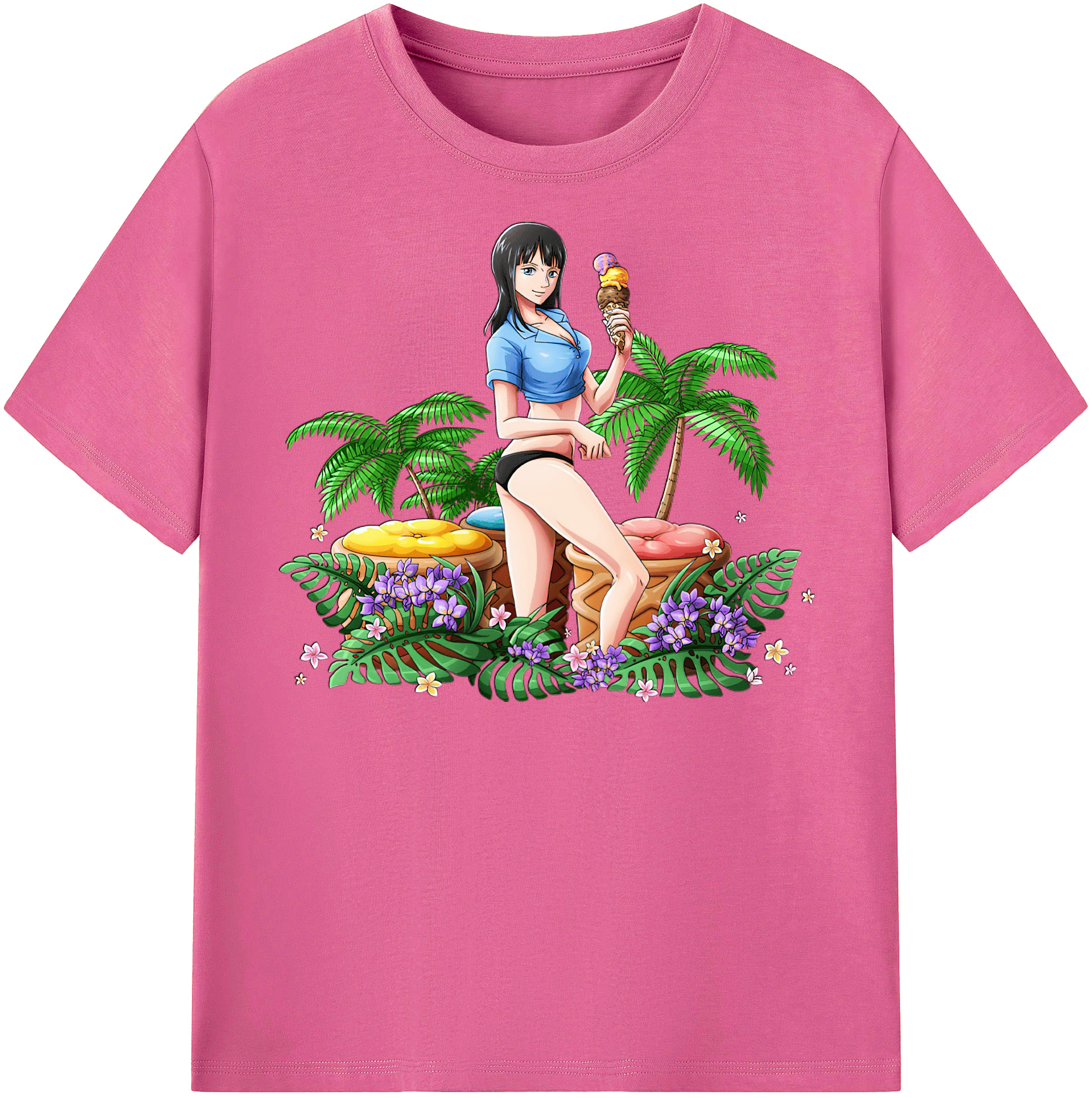 ワンピース ニコ・ロビン ONE PIECE Nico Robin レディースカジュアルプリントTシャツ（綿100％）