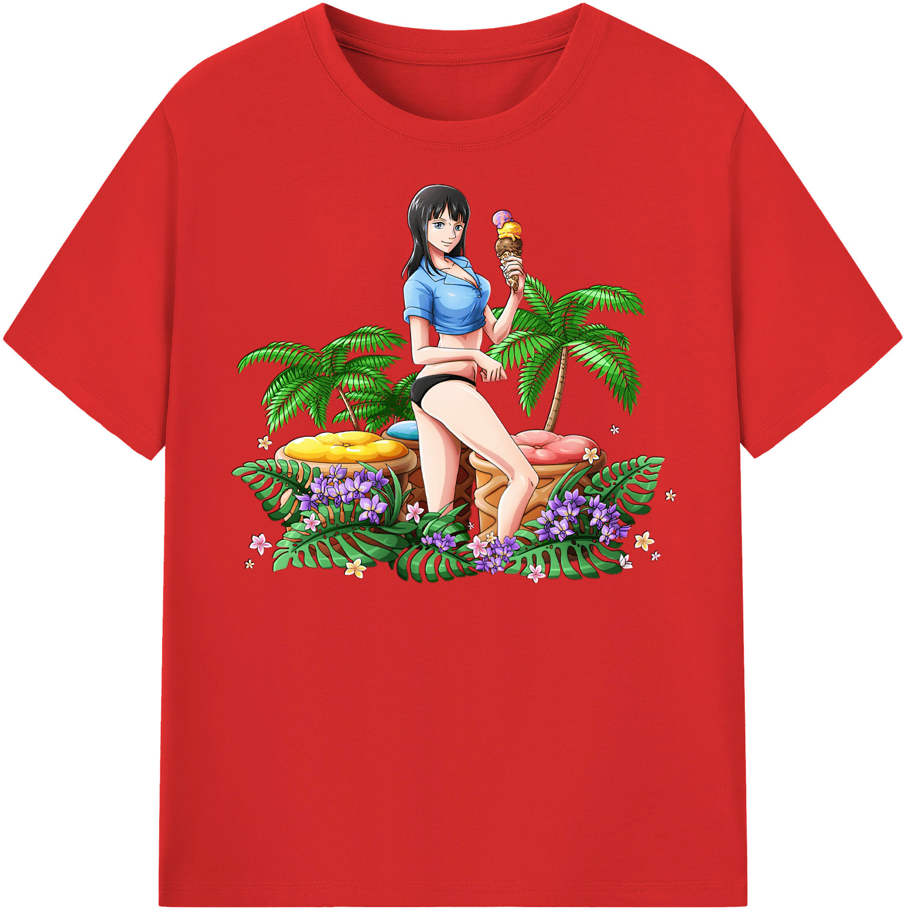ワンピース ニコ・ロビン ONE PIECE Nico Robin レディースカジュアルプリントTシャツ（綿100％）