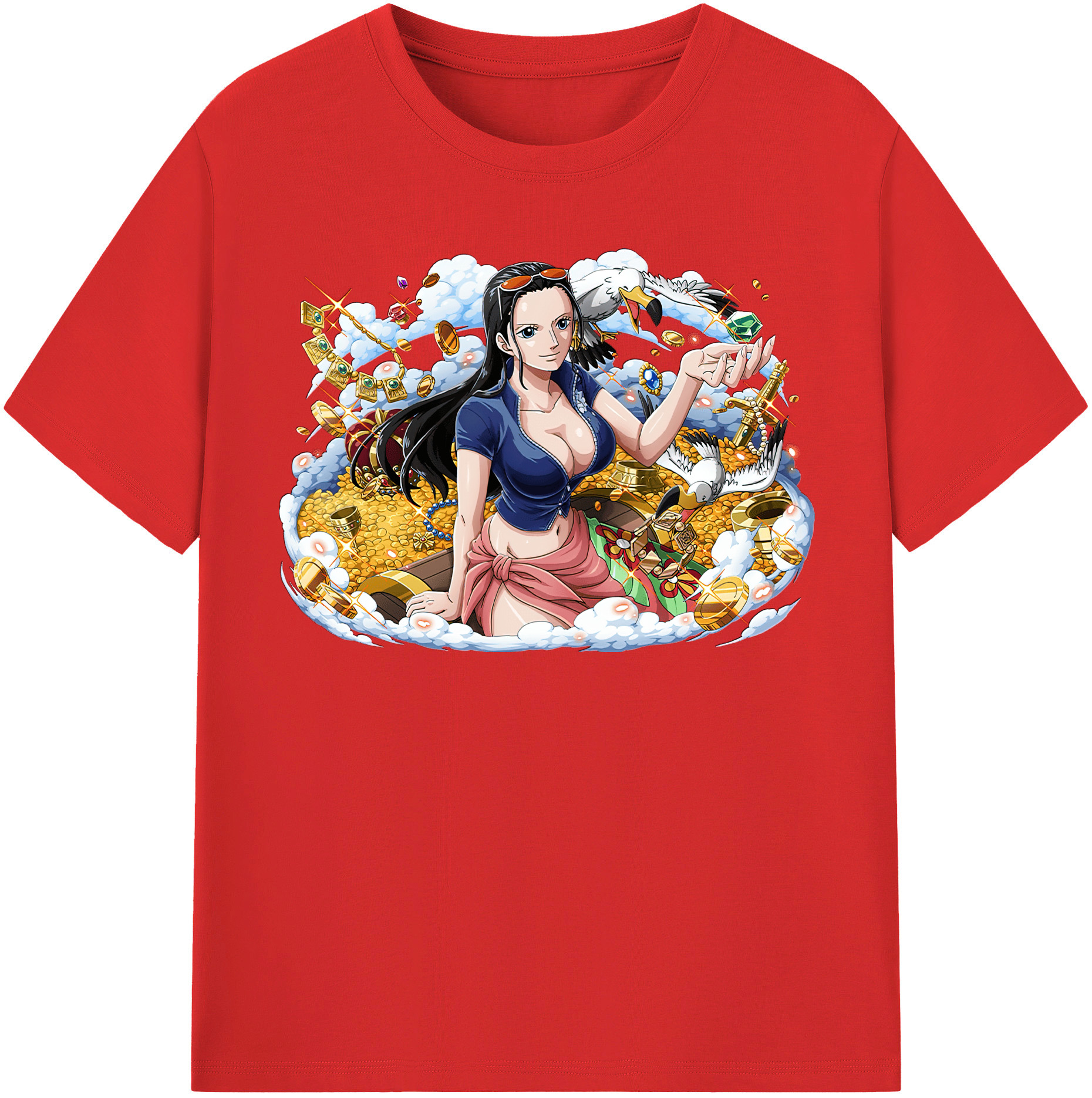 ワンピース ニコ・ロビン ONE PIECE Nico Robin レディースカジュアルプリントTシャツ（綿100％）