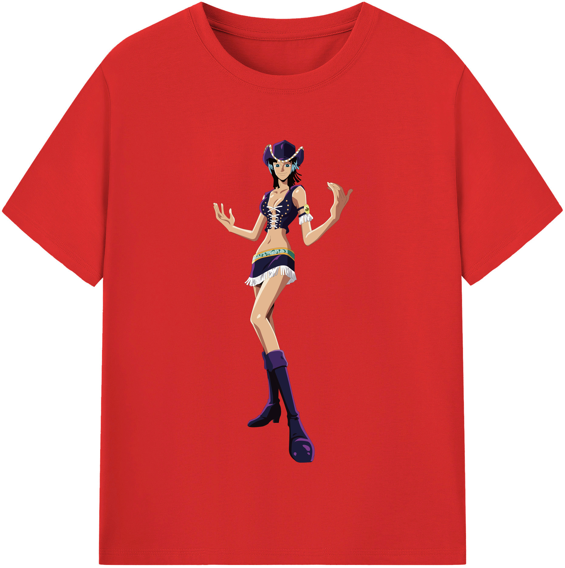 ワンピース ニコ・ロビン ONE PIECE Nico Robin レディースカジュアルプリントTシャツ（綿100％）