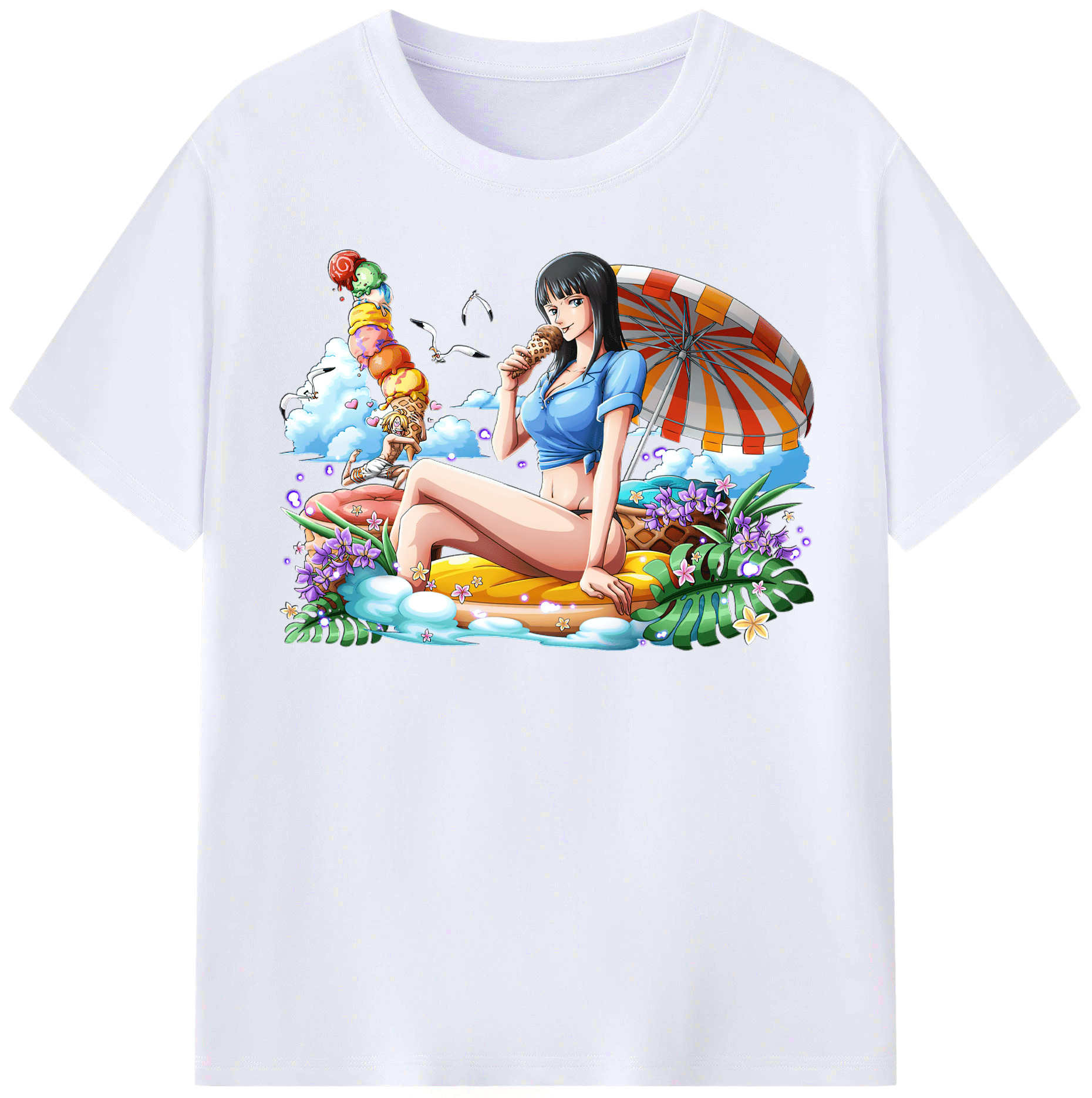 （画像用） ワンピース ニコ・ロビン ONE PIECE Nico Robin レディースカジュアルプリントTシャツ（綿100％）