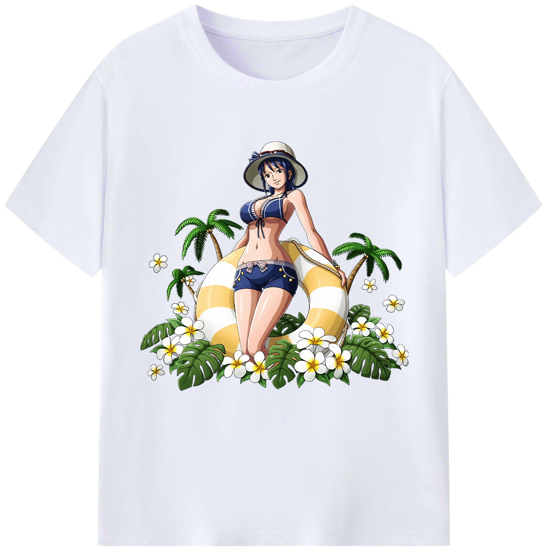（画像用） ワンピース ニコ・ロビン ONE PIECE Nico Robin レディースカジュアルプリントTシャツ（綿100％）