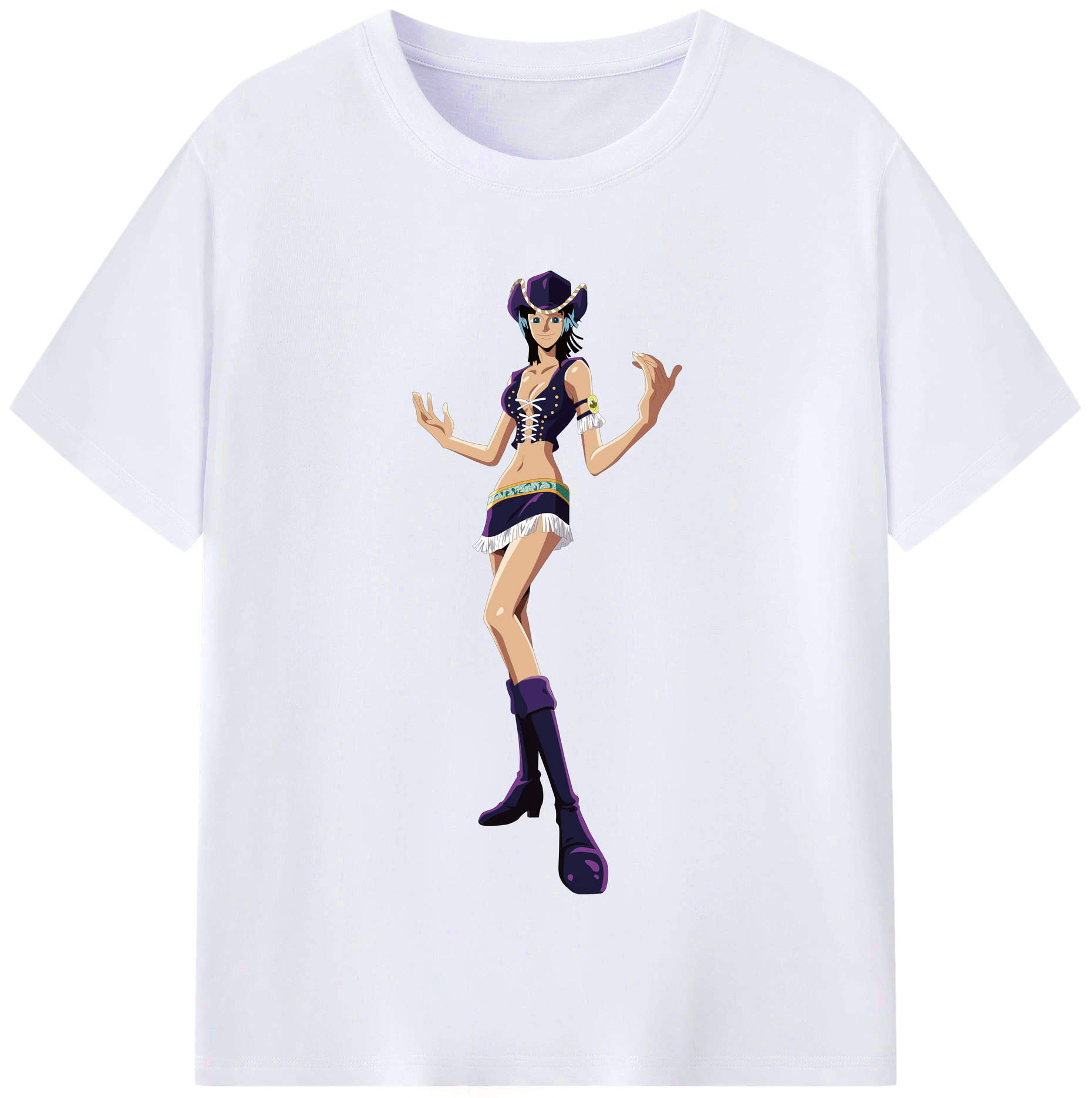 （画像用） ワンピース ニコ・ロビン ONE PIECE Nico Robin レディースカジュアルプリントTシャツ（綿100％）