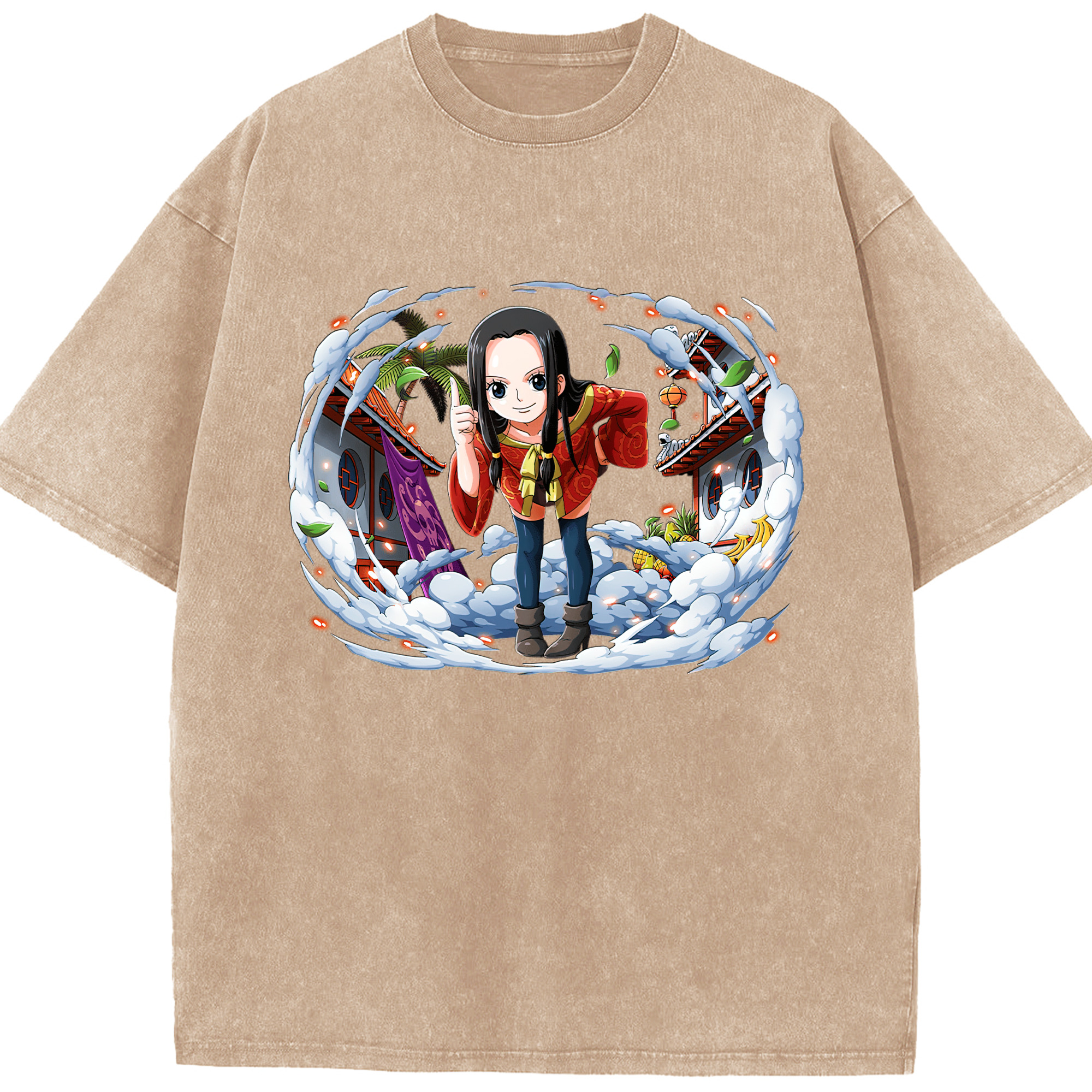 ワンピース ボア・ハンコック ONE PIECE Boa·Hancock 綿100% ヴィンテージ風 半袖Tシャツ（フロントプリント）