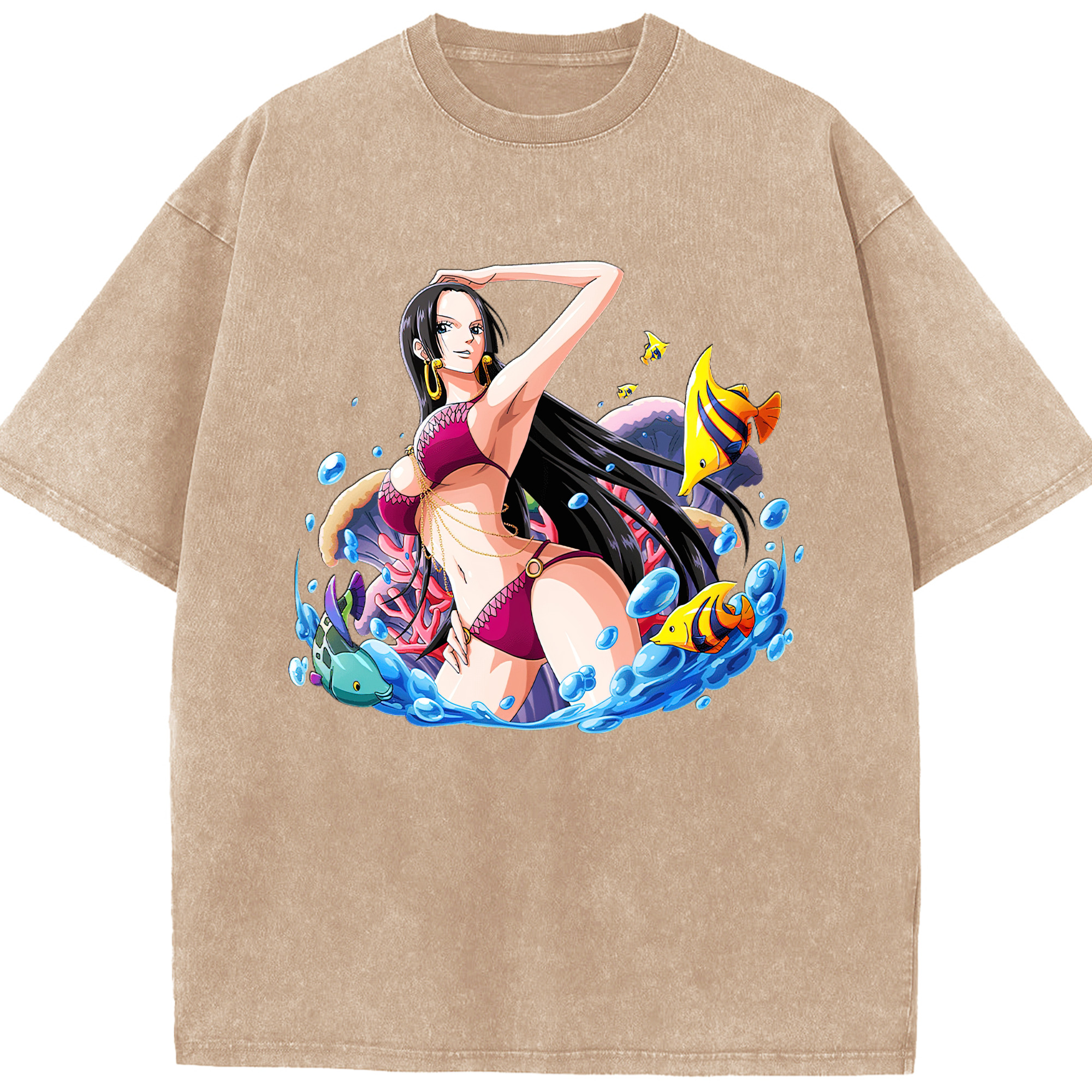ワンピース ボア・ハンコック ONE PIECE Boa·Hancock 綿100% ヴィンテージ風 半袖Tシャツ（フロントプリント）