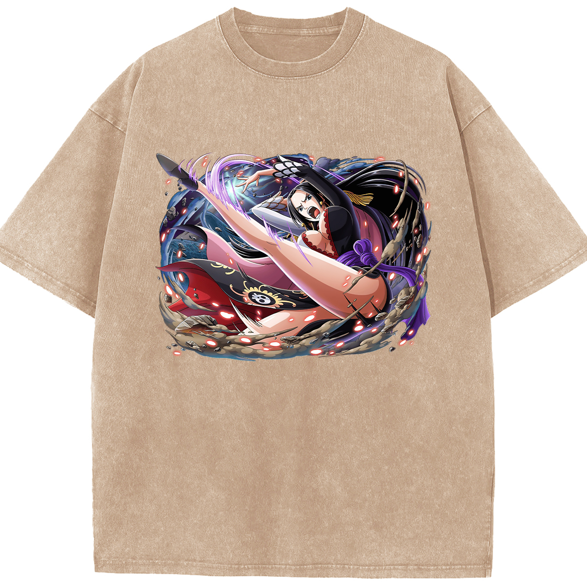 ワンピース ボア・ハンコック ONE PIECE Boa·Hancock 綿100% ヴィンテージ風 半袖Tシャツ（フロントプリント）