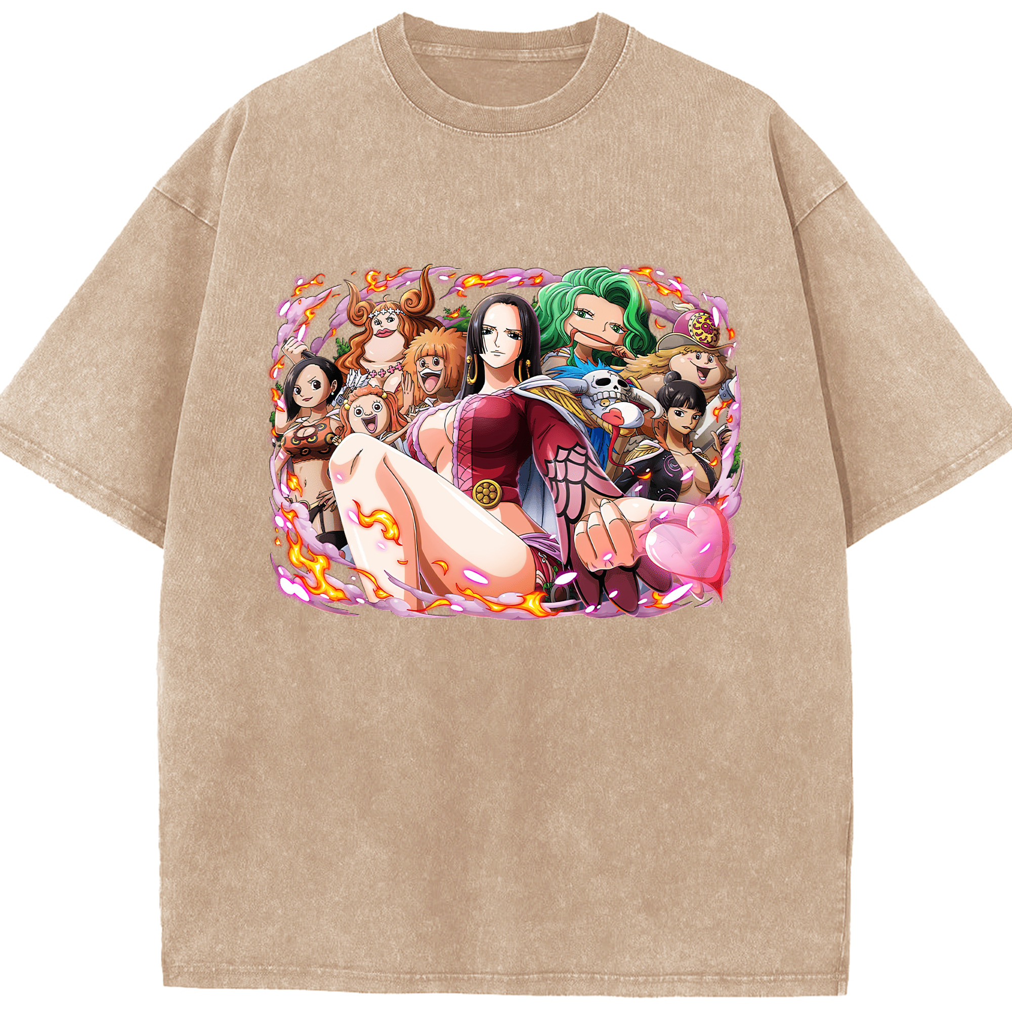 ワンピース ボア・ハンコック ONE PIECE Boa·Hancock 綿100% ヴィンテージ風 半袖Tシャツ（フロントプリント）