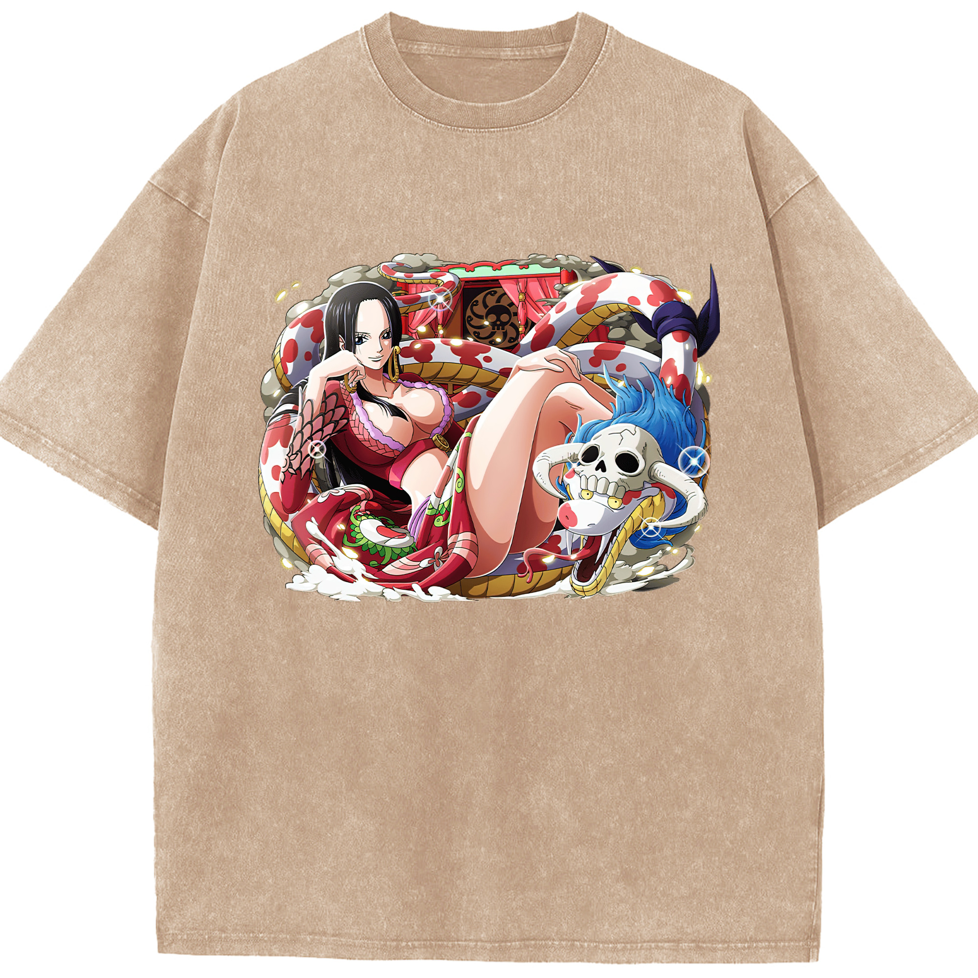 ワンピース ボア・ハンコック ONE PIECE Boa·Hancock 綿100% ヴィンテージ風 半袖Tシャツ（フロントプリント）