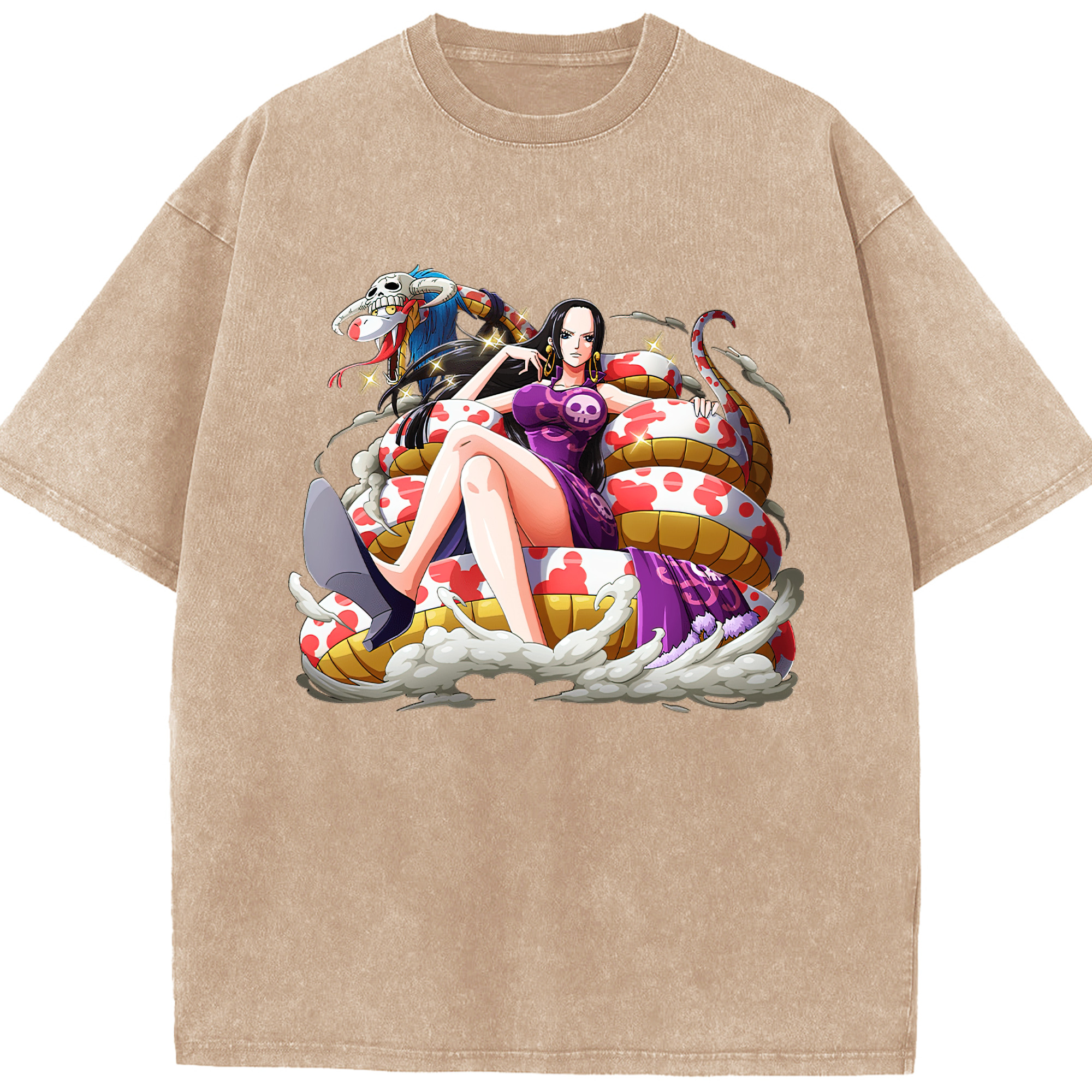 ワンピース ボア・ハンコック ONE PIECE Boa·Hancock 綿100% ヴィンテージ風 半袖Tシャツ（フロントプリント）