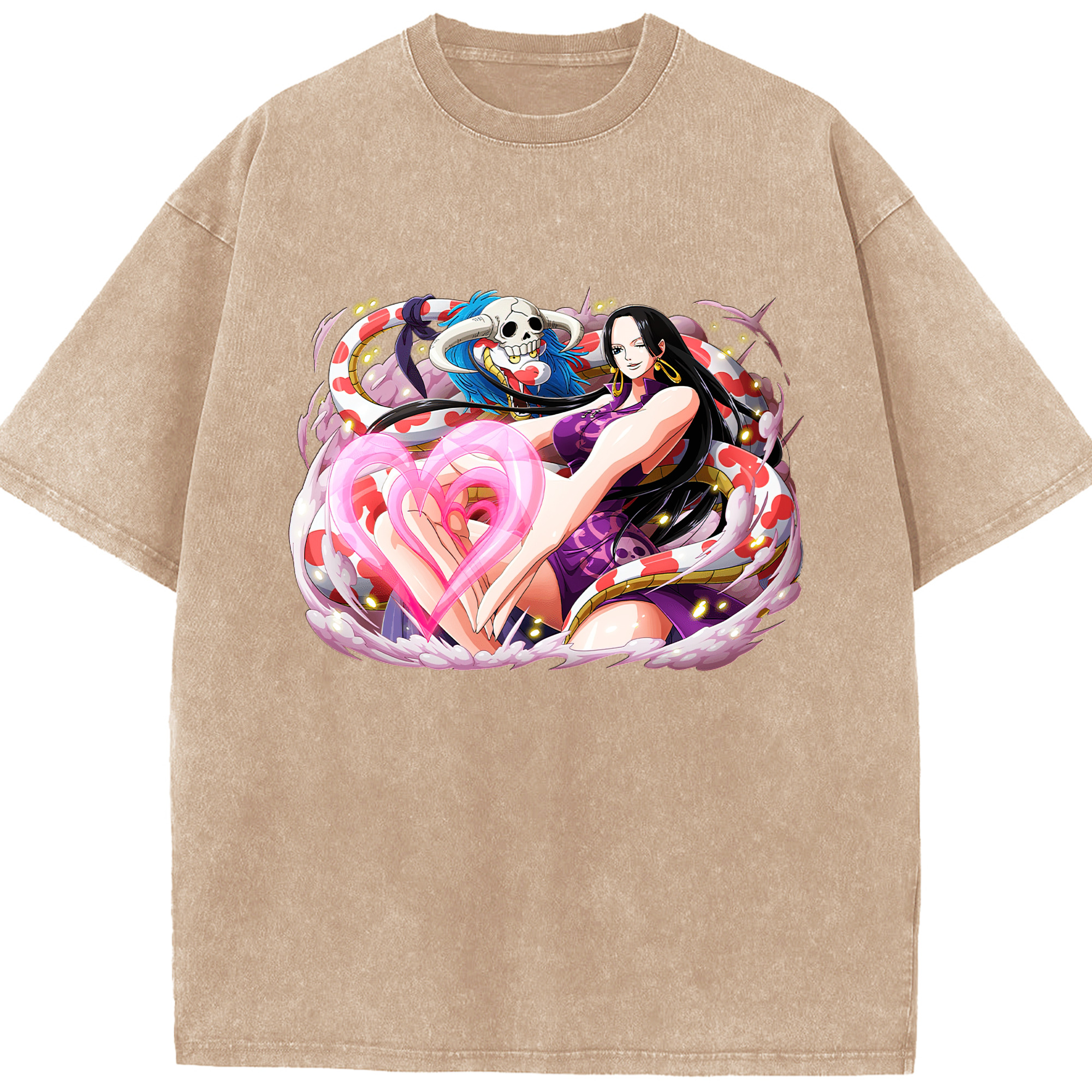 ワンピース ボア・ハンコック ONE PIECE Boa·Hancock 綿100% ヴィンテージ風 半袖Tシャツ（フロントプリント）