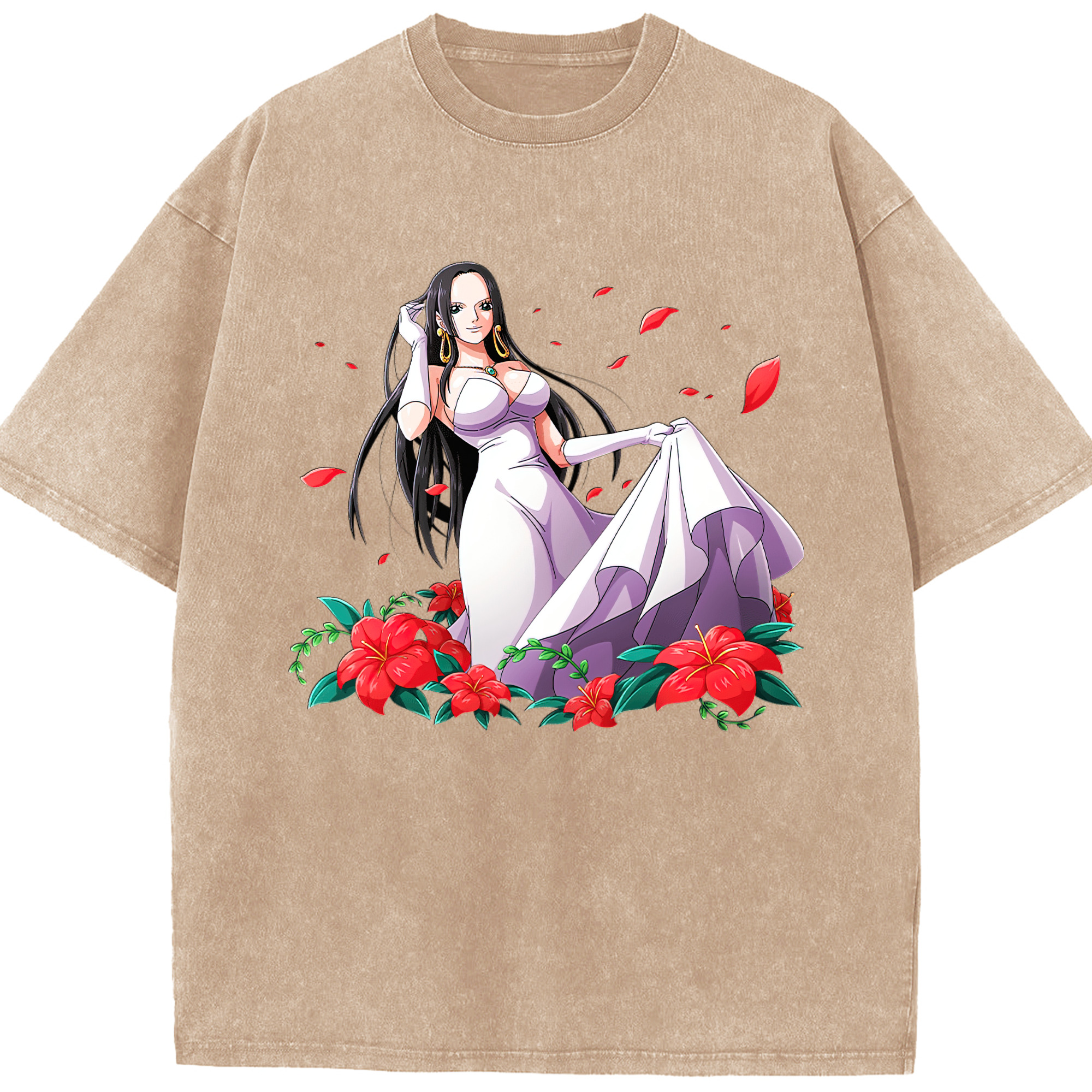 ワンピース ボア・ハンコック ONE PIECE Boa·Hancock 綿100% ヴィンテージ風 半袖Tシャツ（フロントプリント）