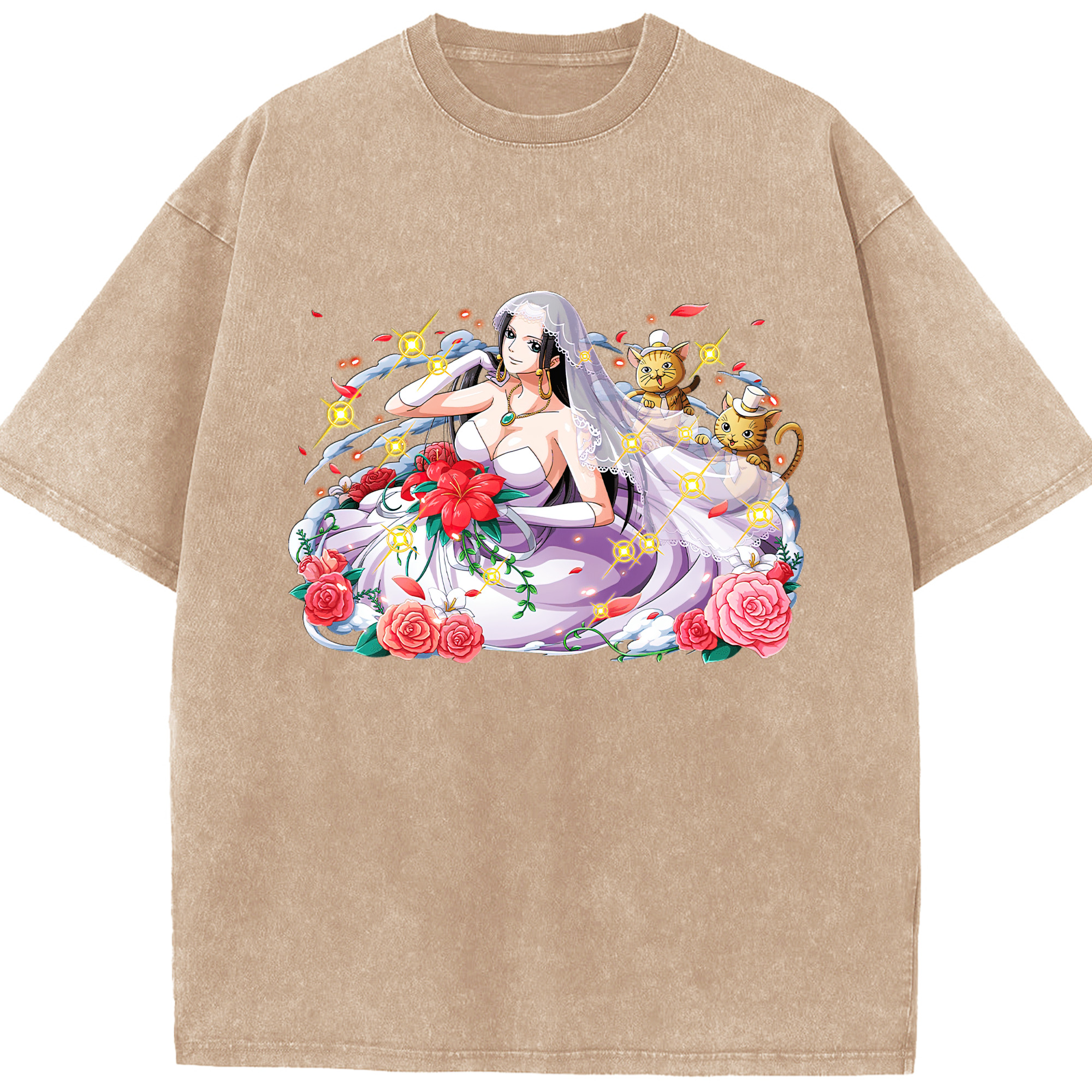ワンピース ボア・ハンコック ONE PIECE Boa·Hancock 綿100% ヴィンテージ風 半袖Tシャツ（フロントプリント）