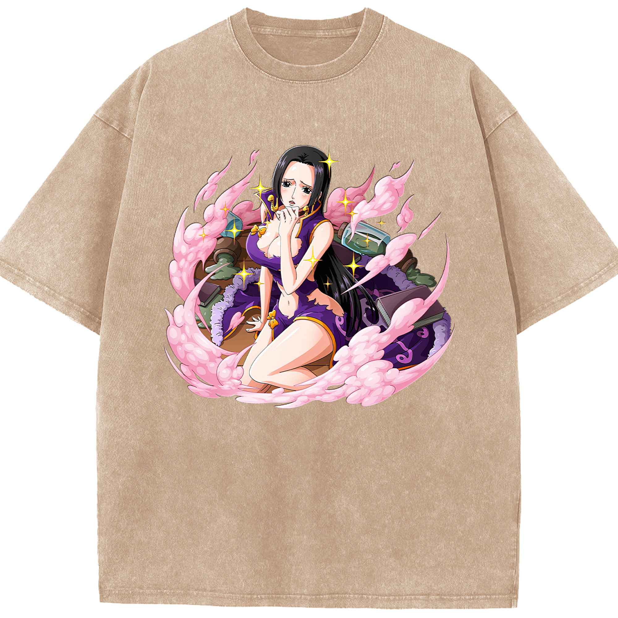 ワンピース ボア・ハンコック ONE PIECE Boa·Hancock 綿100% ヴィンテージ風 半袖Tシャツ（フロントプリント）
