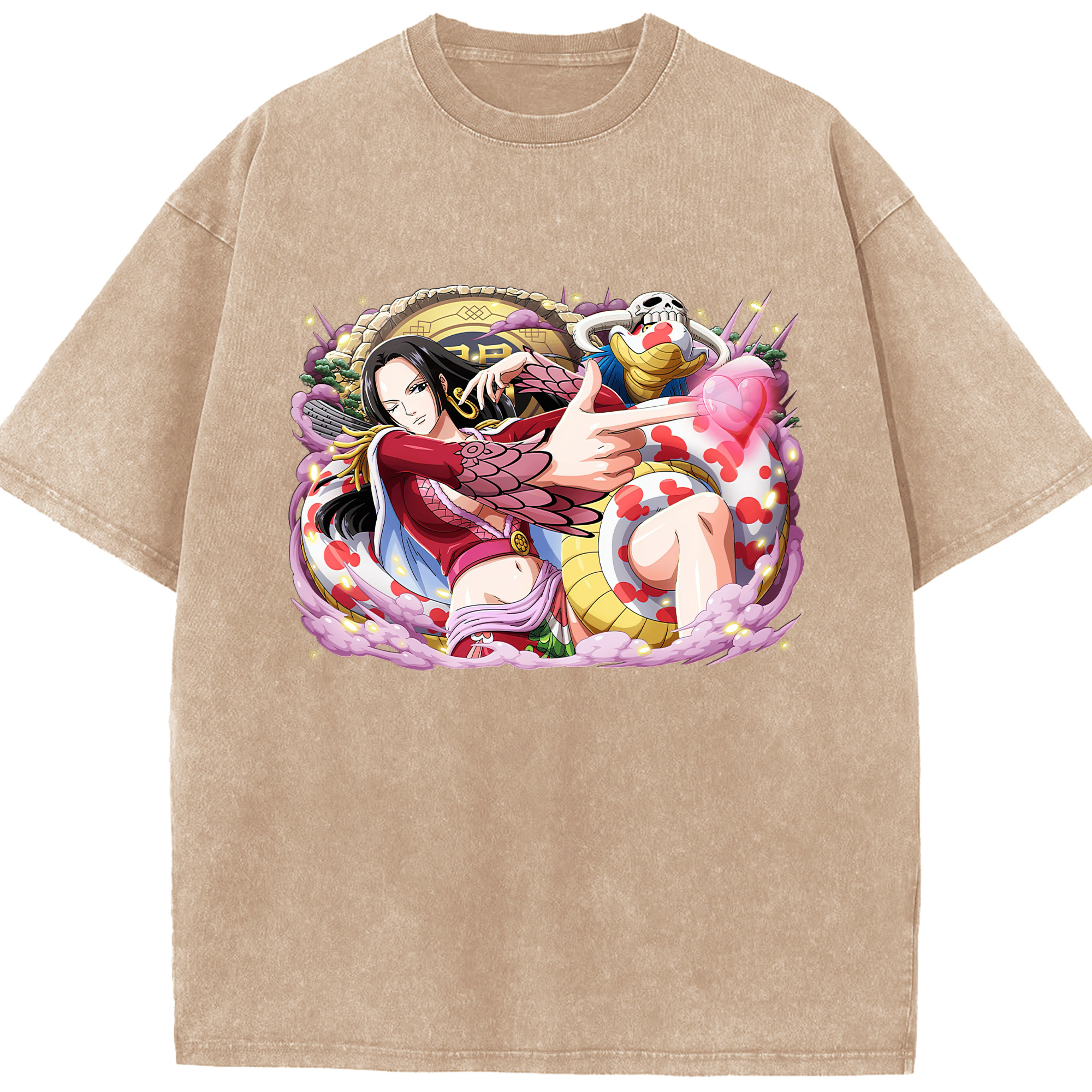 ワンピース ボア・ハンコック ONE PIECE Boa·Hancock 綿100% ヴィンテージ風 半袖Tシャツ（フロントプリント）