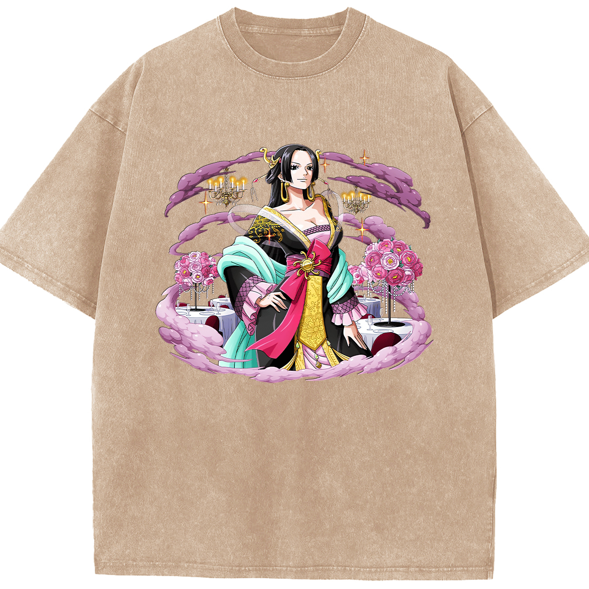 ワンピース ボア・ハンコック ONE PIECE Boa·Hancock 綿100% ヴィンテージ風 半袖Tシャツ（フロントプリント）