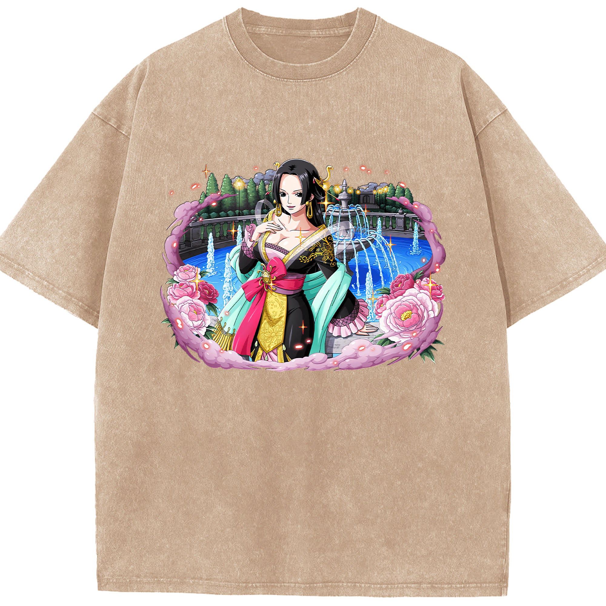 ワンピース ボア・ハンコック ONE PIECE Boa·Hancock 綿100% ヴィンテージ風 半袖Tシャツ（フロントプリント）