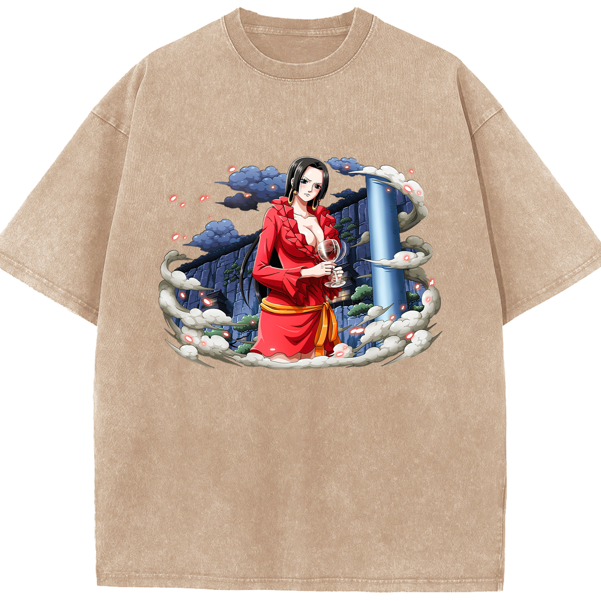 ワンピース ボア・ハンコック ONE PIECE Boa·Hancock 綿100% ヴィンテージ風 半袖Tシャツ（フロントプリント）