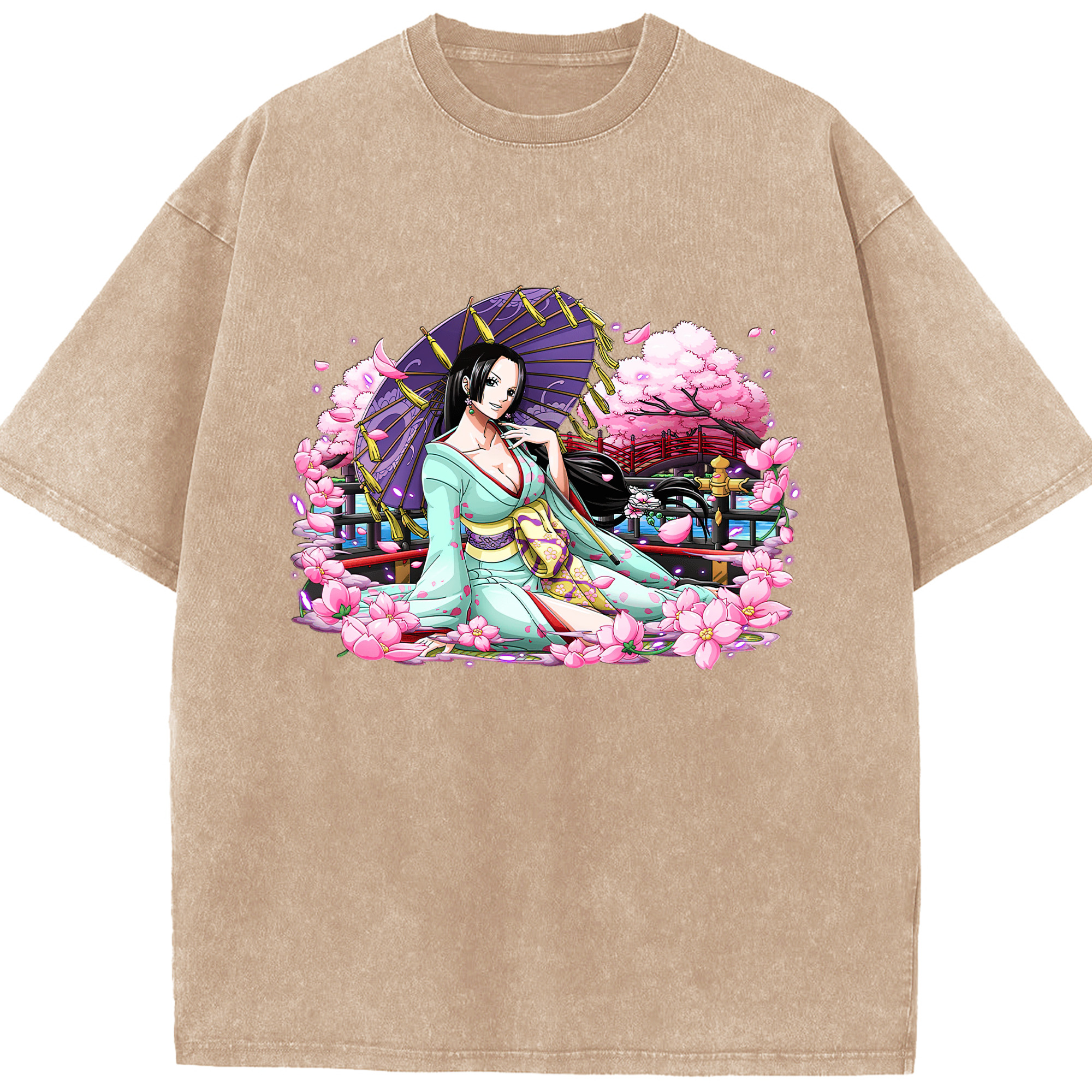 ワンピース ボア・ハンコック ONE PIECE Boa·Hancock 綿100% ヴィンテージ風 半袖Tシャツ（フロントプリント）