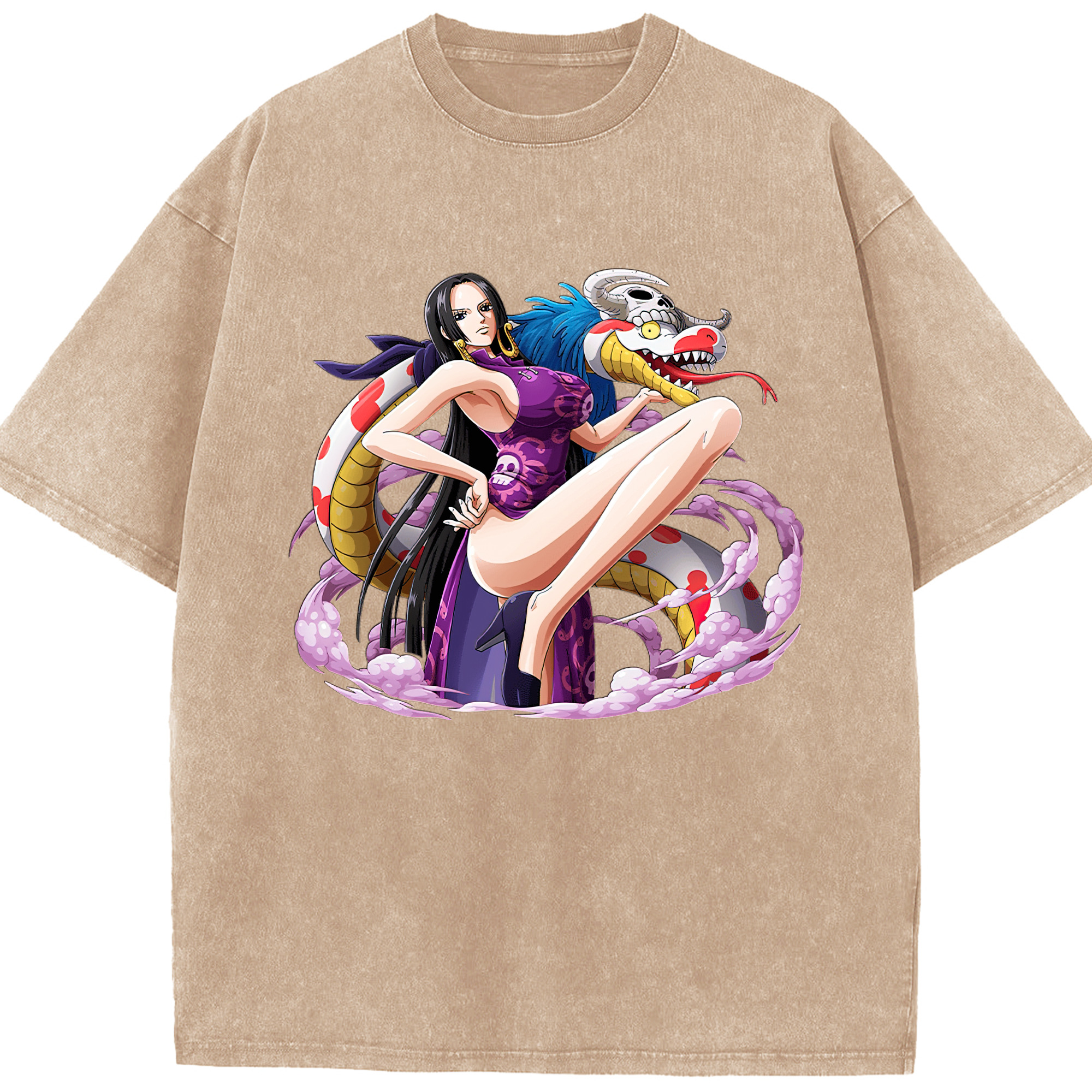 ワンピース ボア・ハンコック ONE PIECE Boa·Hancock 綿100% ヴィンテージ風 半袖Tシャツ（フロントプリント）