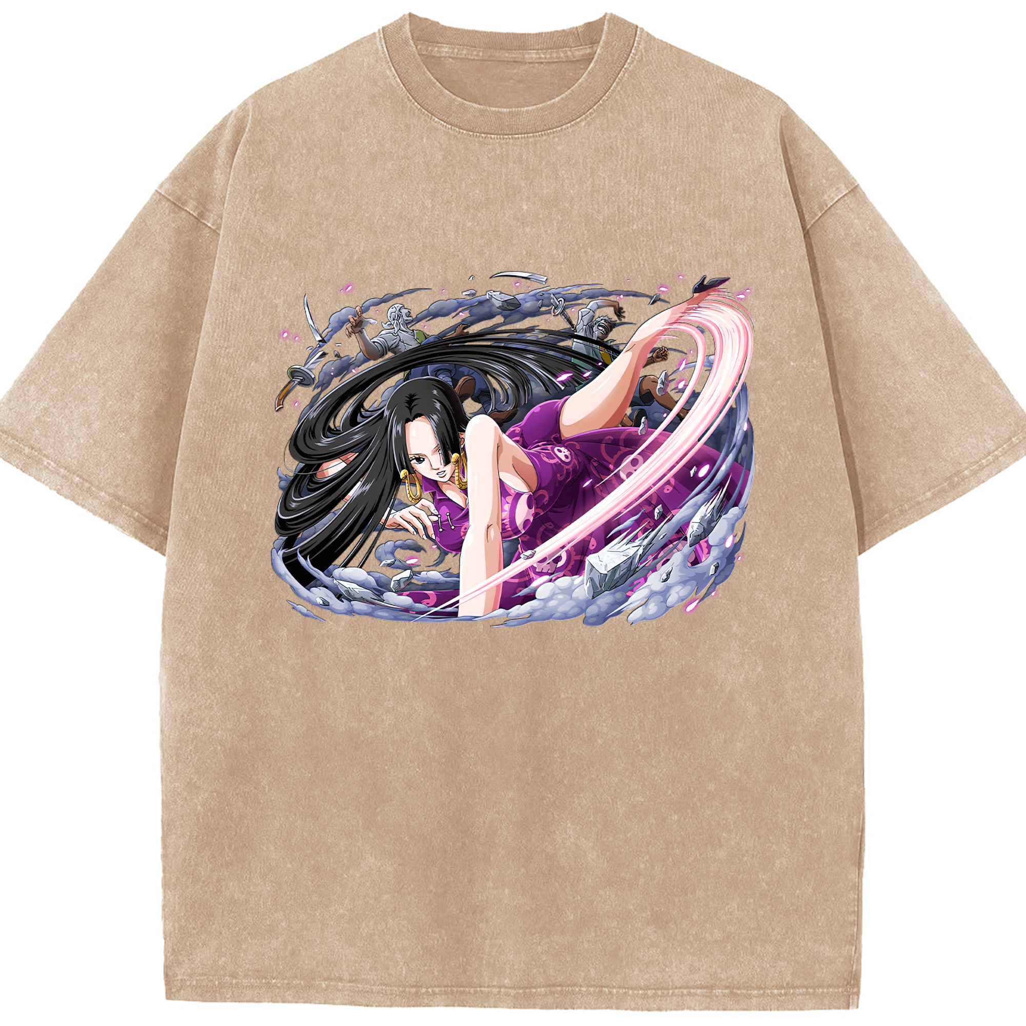 ワンピース ボア・ハンコック ONE PIECE Boa·Hancock 綿100% ヴィンテージ風 半袖Tシャツ（フロントプリント）