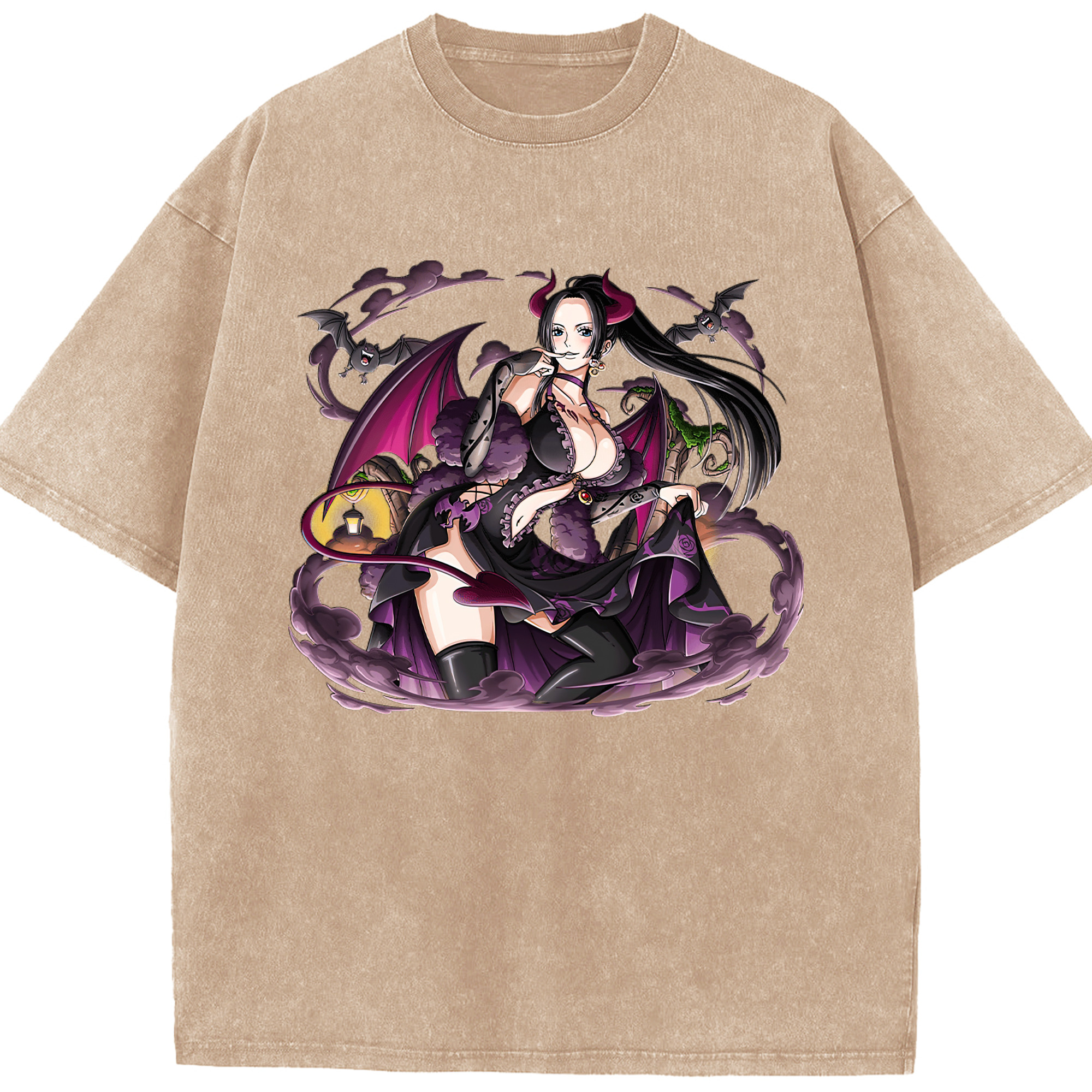 ワンピース ボア・ハンコック ONE PIECE Boa·Hancock 綿100% ヴィンテージ風 半袖Tシャツ（フロントプリント）