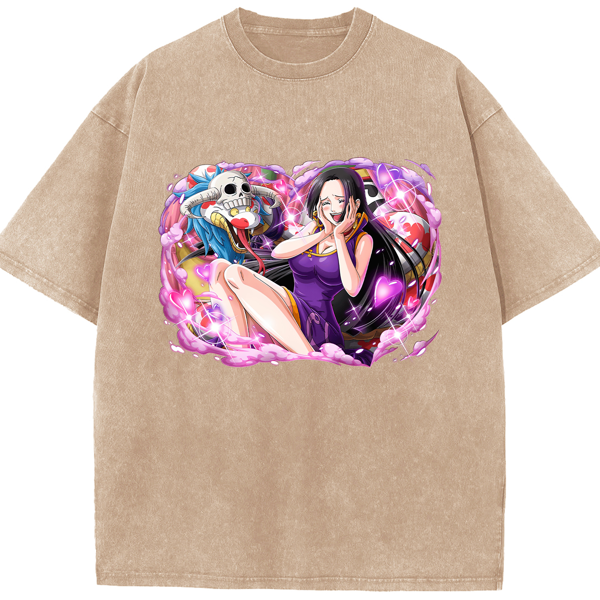 ワンピース ボア・ハンコック ONE PIECE Boa·Hancock 綿100% ヴィンテージ風 半袖Tシャツ（フロントプリント）