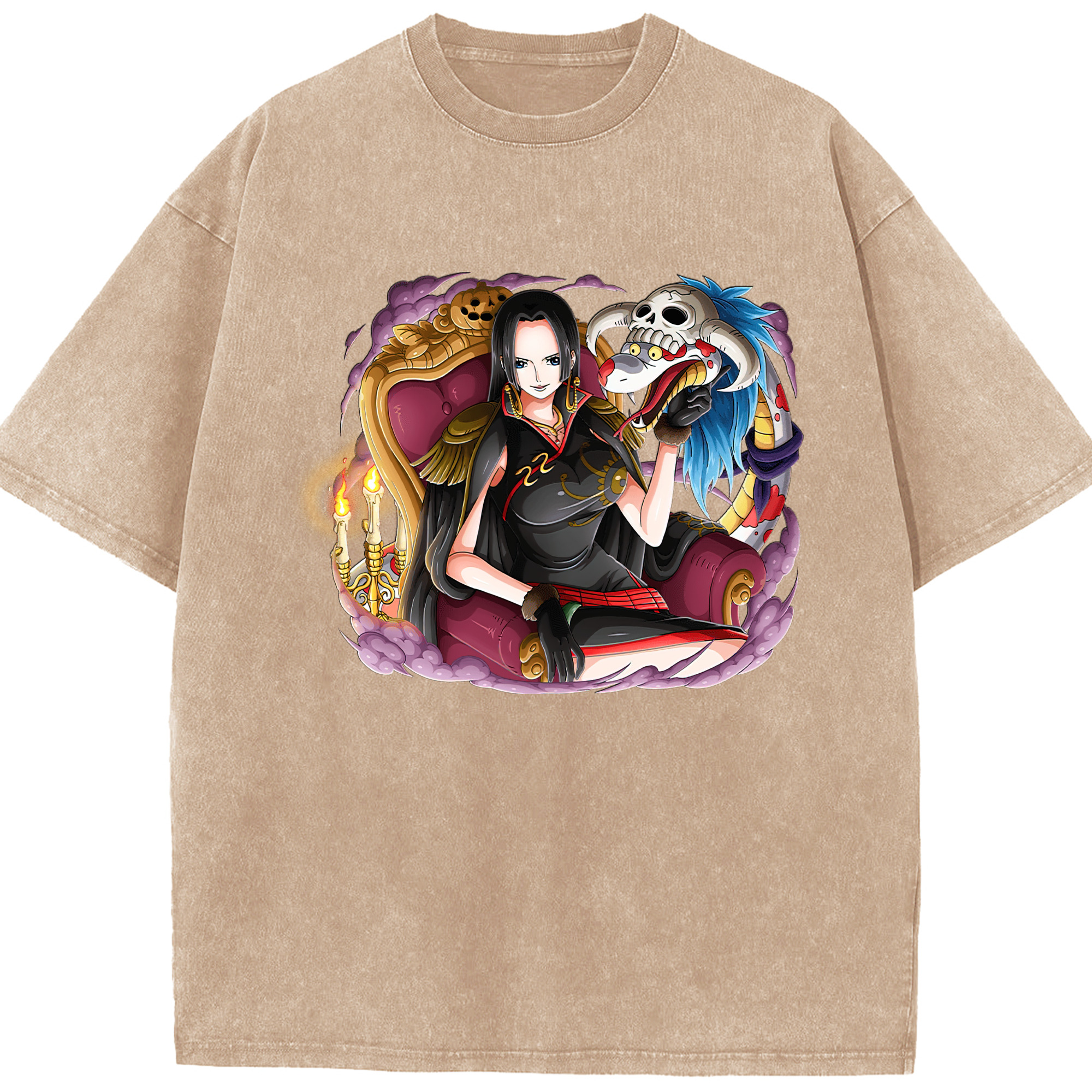 ワンピース ボア・ハンコック ONE PIECE Boa·Hancock 綿100% ヴィンテージ風 半袖Tシャツ（フロントプリント）