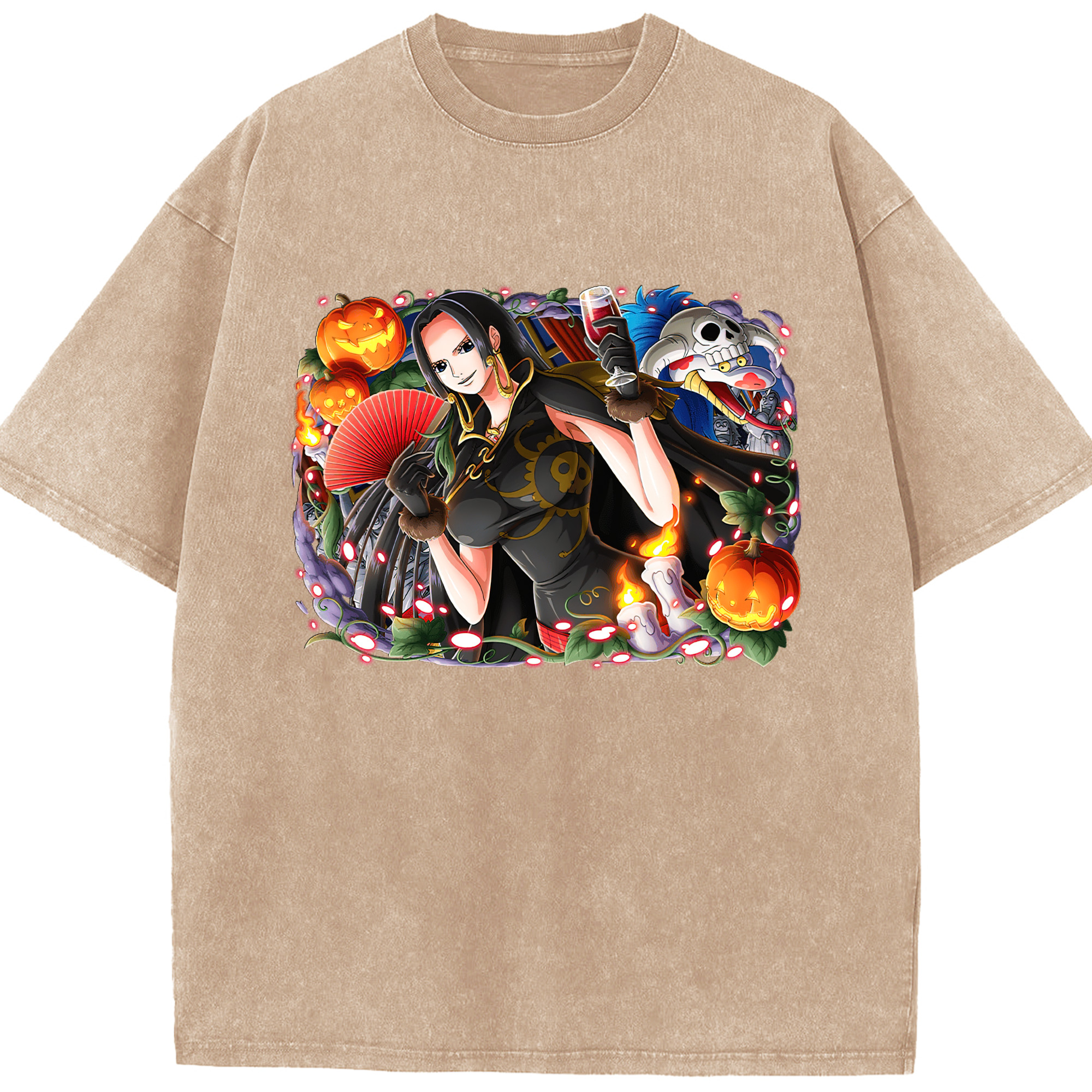 ワンピース ボア・ハンコック ONE PIECE Boa·Hancock 綿100% ヴィンテージ風 半袖Tシャツ（フロントプリント）