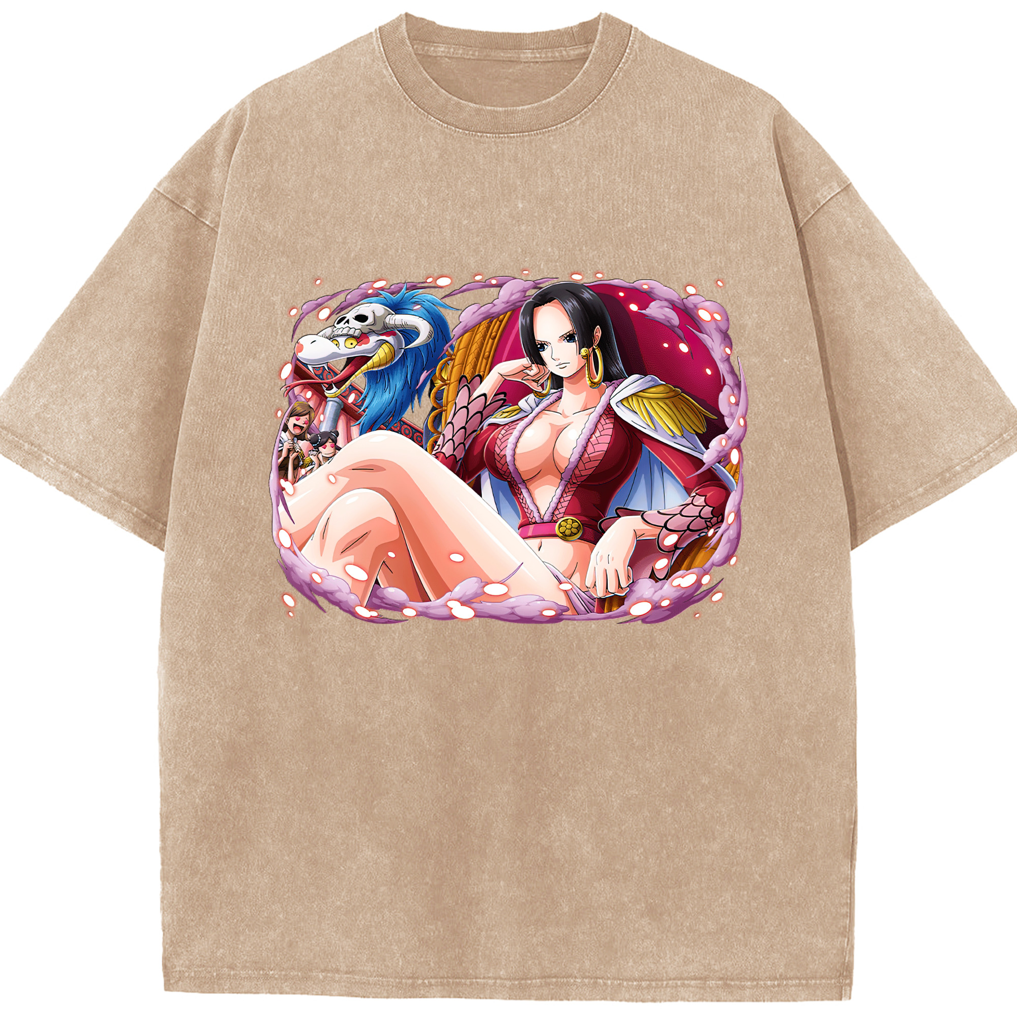 ワンピース ボア・ハンコック ONE PIECE Boa·Hancock 綿100% ヴィンテージ風 半袖Tシャツ（フロントプリント）