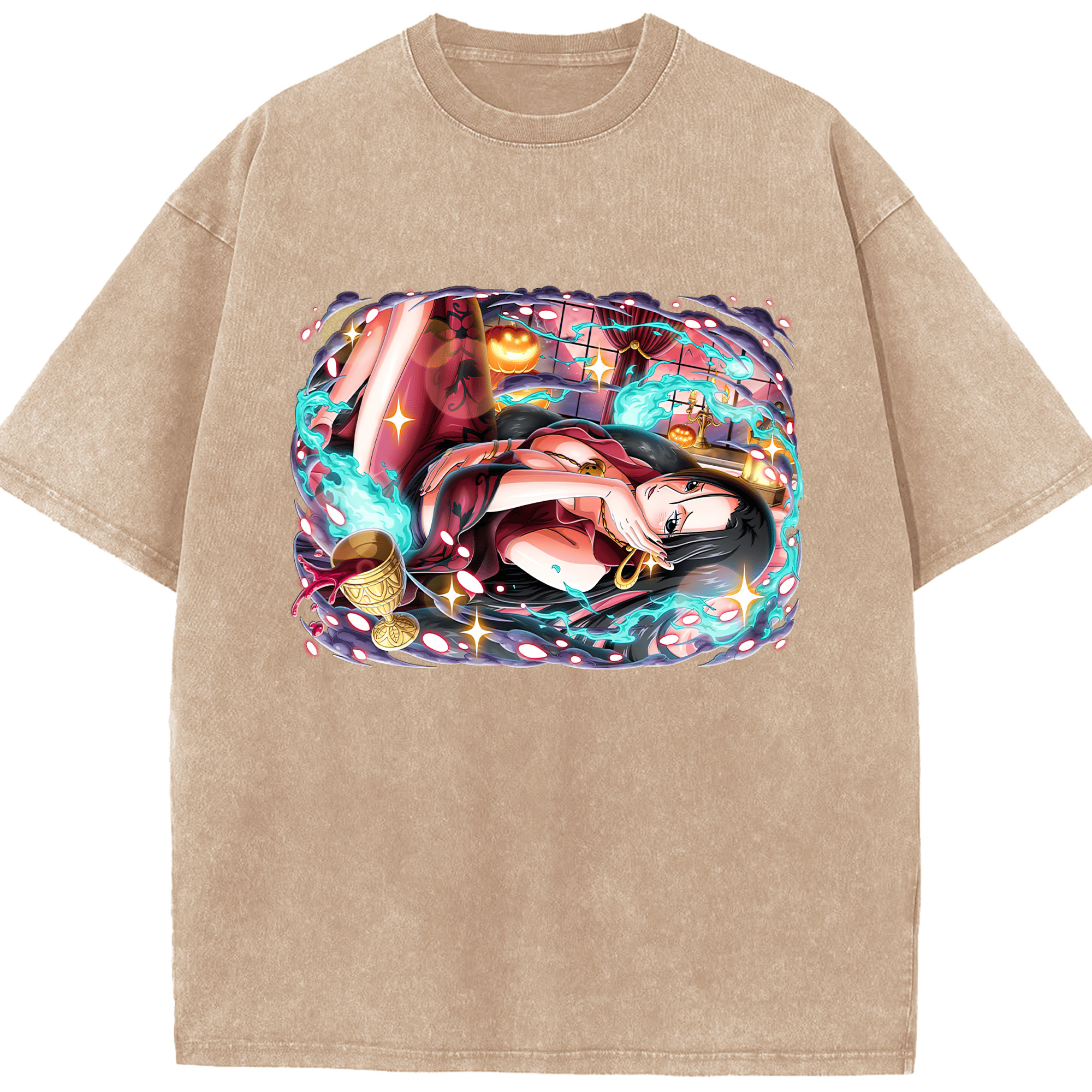 ワンピース ボア・ハンコック ONE PIECE Boa·Hancock 綿100% ヴィンテージ風 半袖Tシャツ（フロントプリント）