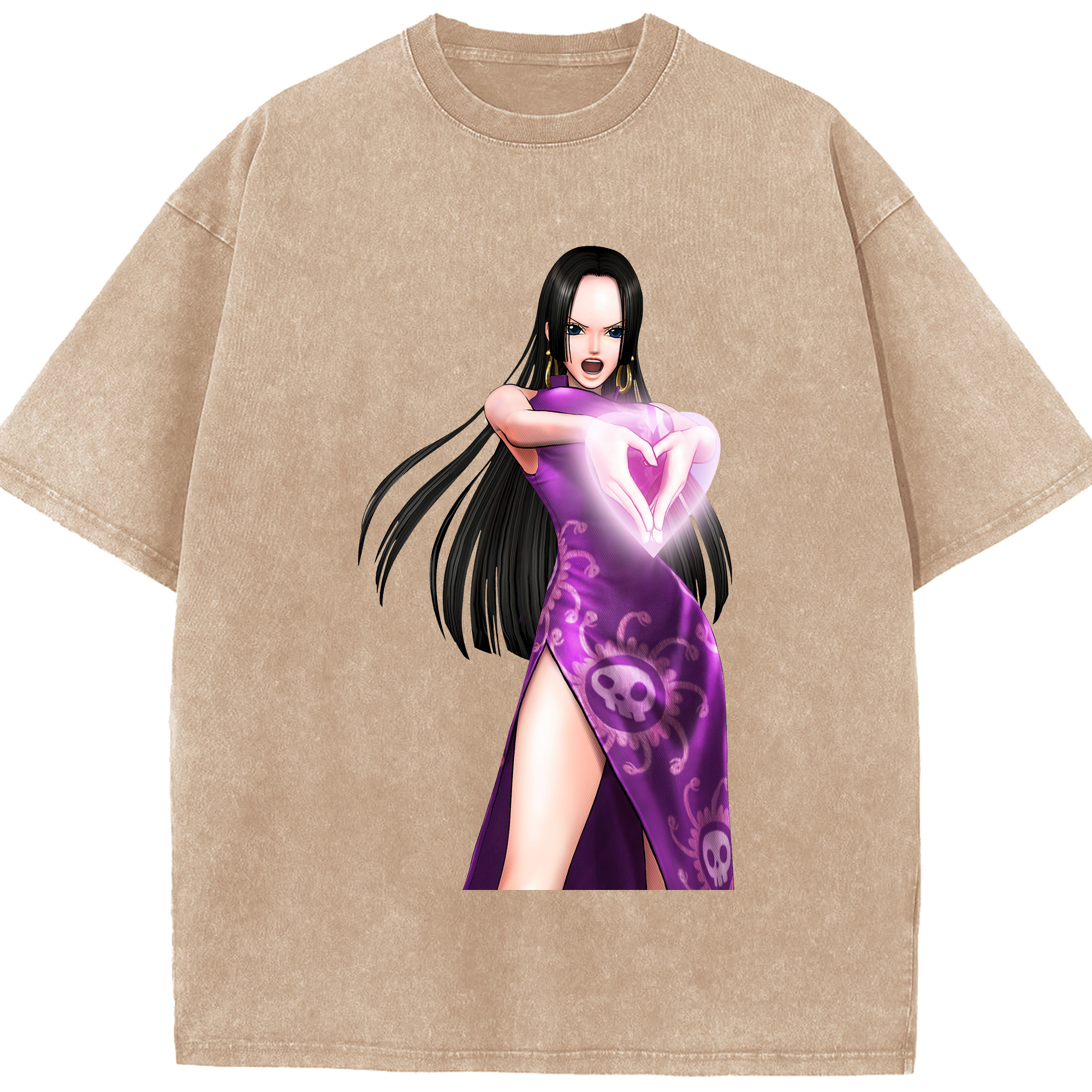 ワンピース ボア・ハンコック ONE PIECE Boa·Hancock 綿100% ヴィンテージ風 半袖Tシャツ（フロントプリント）