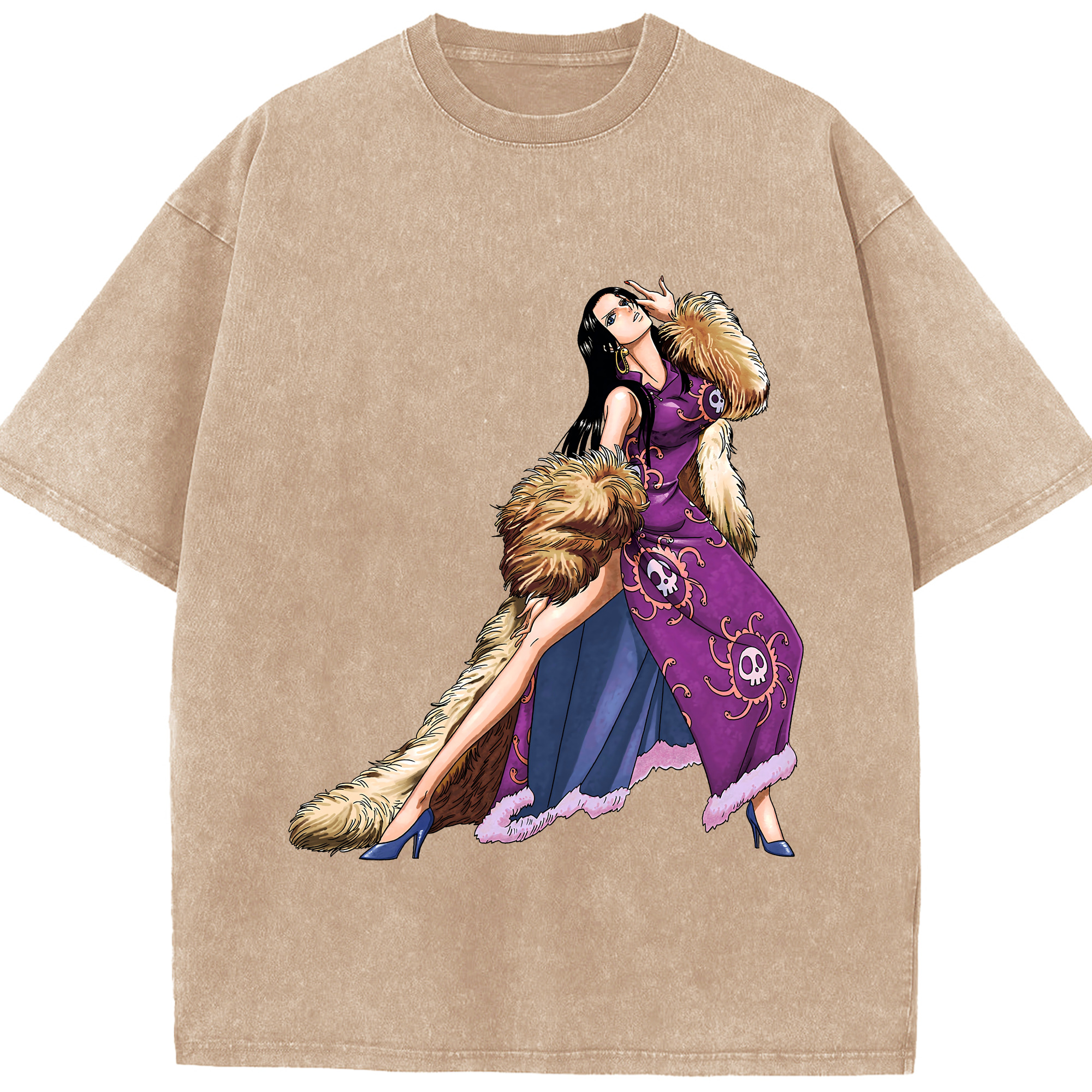ワンピース ボア・ハンコック ONE PIECE Boa·Hancock 綿100% ヴィンテージ風 半袖Tシャツ（フロントプリント）