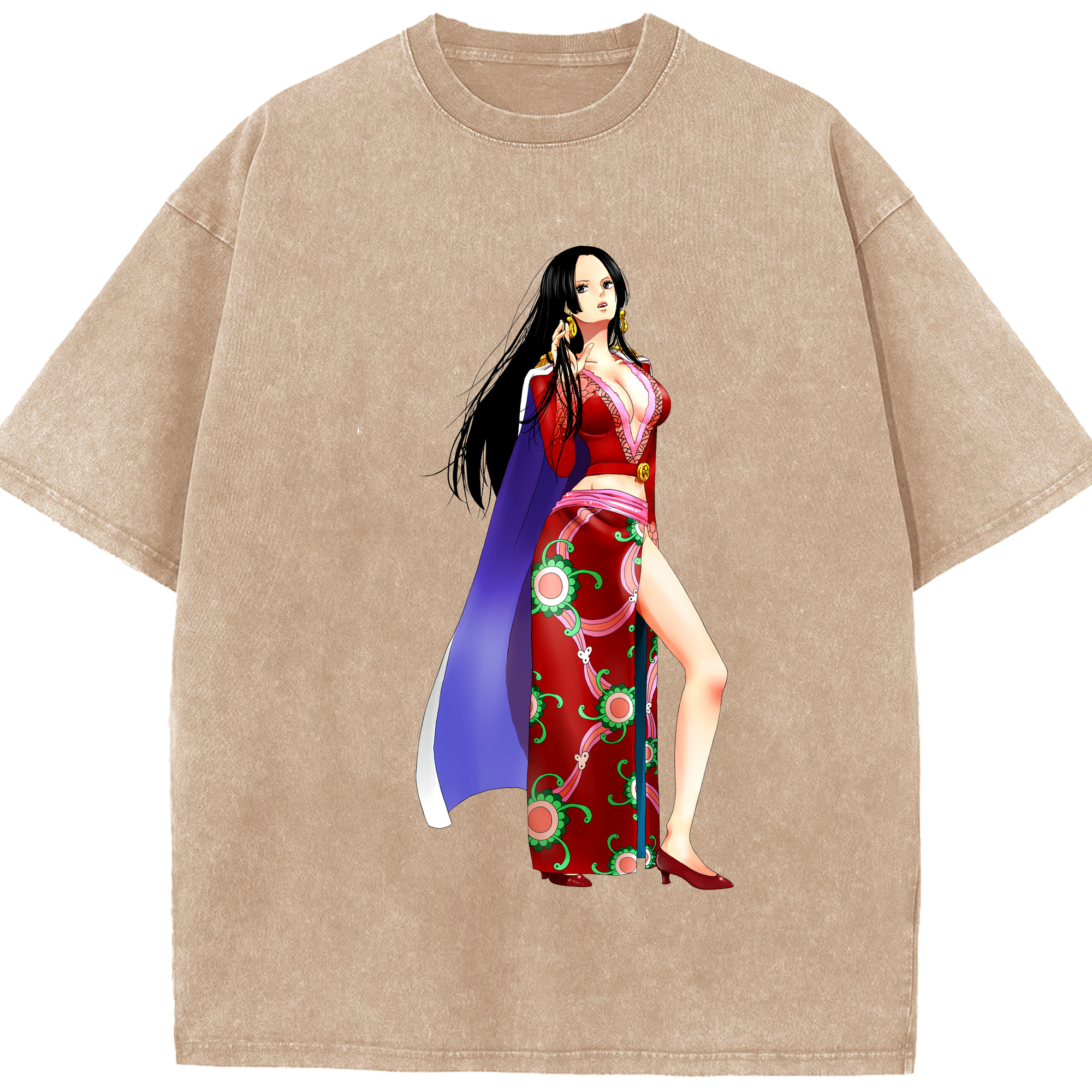 ワンピース ボア・ハンコック ONE PIECE Boa·Hancock 綿100% ヴィンテージ風 半袖Tシャツ（フロントプリント）