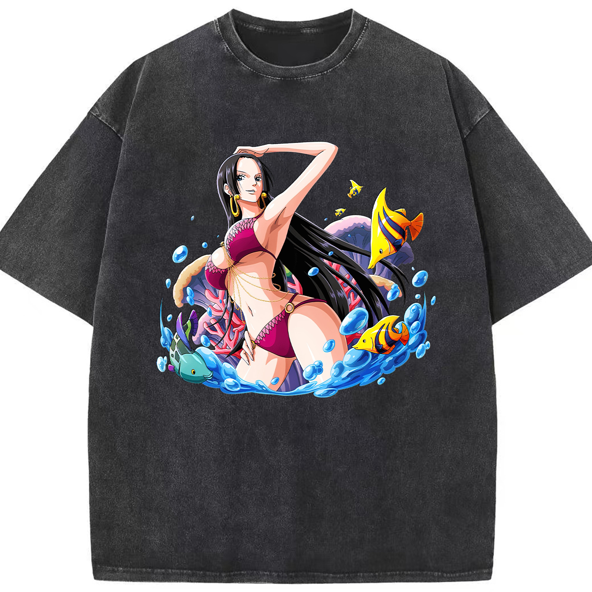 ワンピース ボア・ハンコック ONE PIECE Boa·Hancock 綿100% ヴィンテージ風 半袖Tシャツ（フロントプリント）