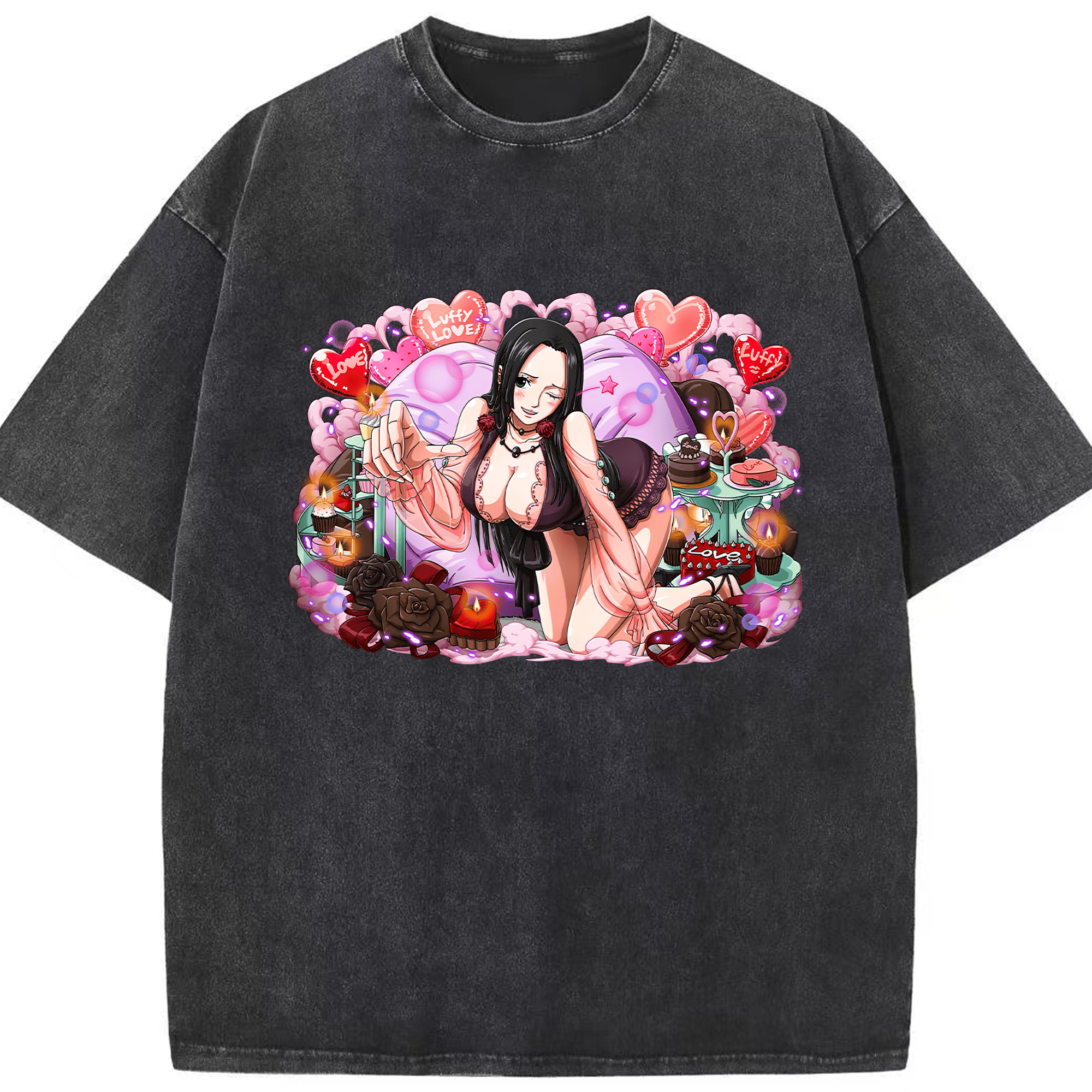 ワンピース ボア・ハンコック ONE PIECE Boa·Hancock 綿100% ヴィンテージ風 半袖Tシャツ（フロントプリント）