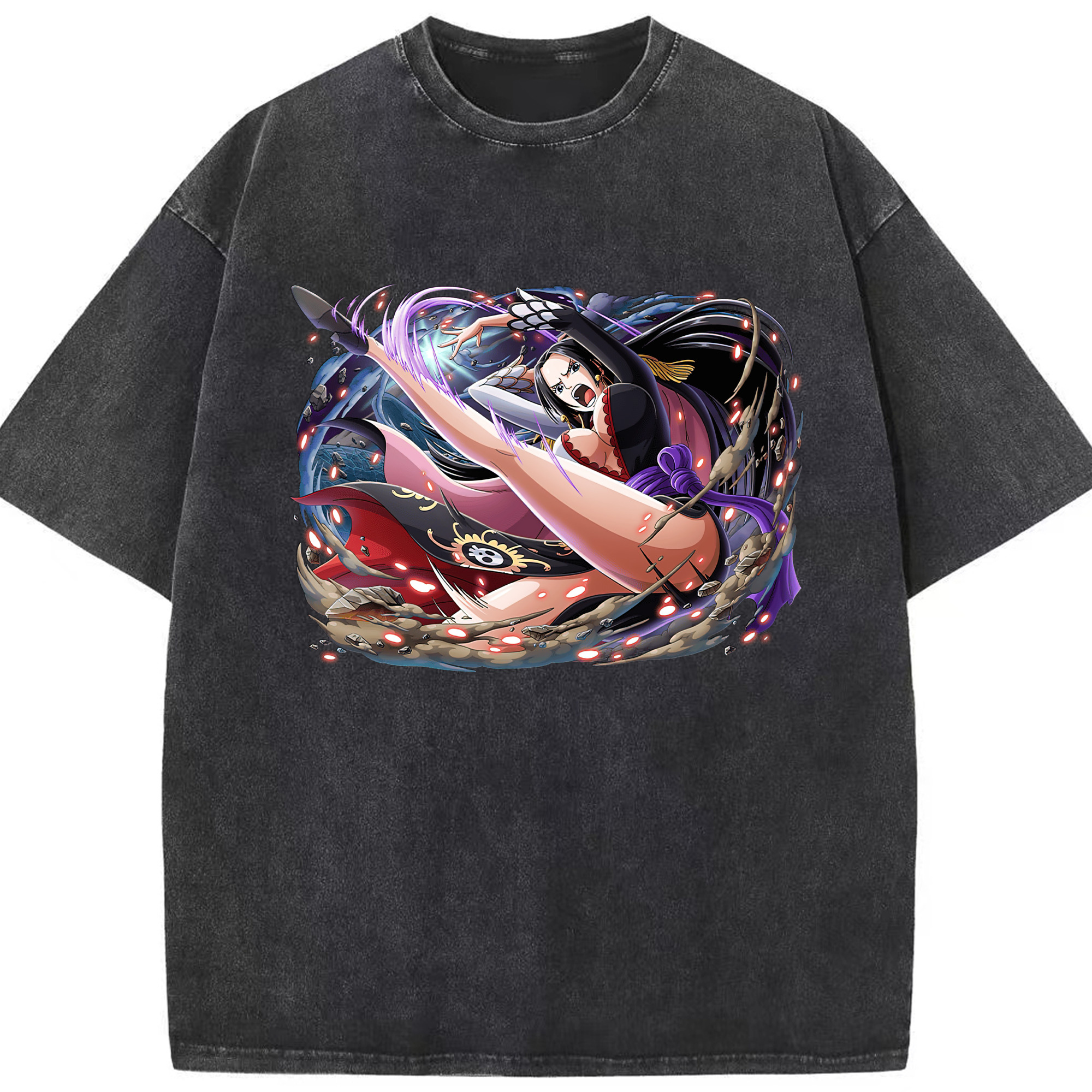 ワンピース ボア・ハンコック ONE PIECE Boa·Hancock 綿100% ヴィンテージ風 半袖Tシャツ（フロントプリント）