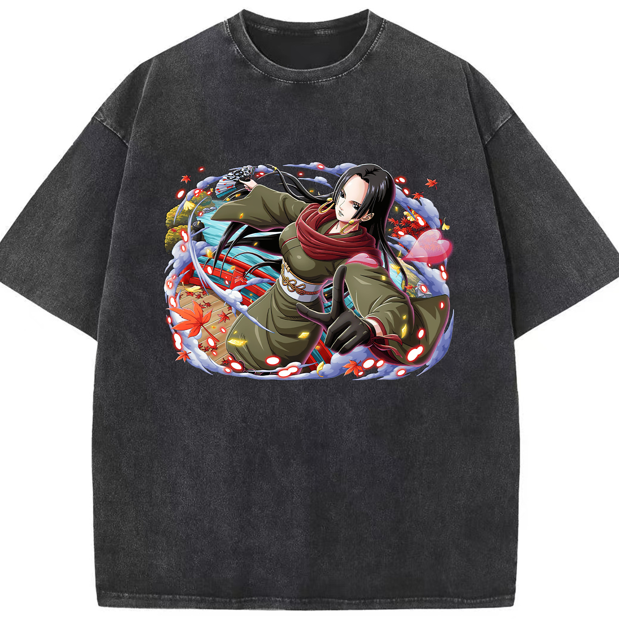 ワンピース ボア・ハンコック ONE PIECE Boa·Hancock 綿100% ヴィンテージ風 半袖Tシャツ（フロントプリント）