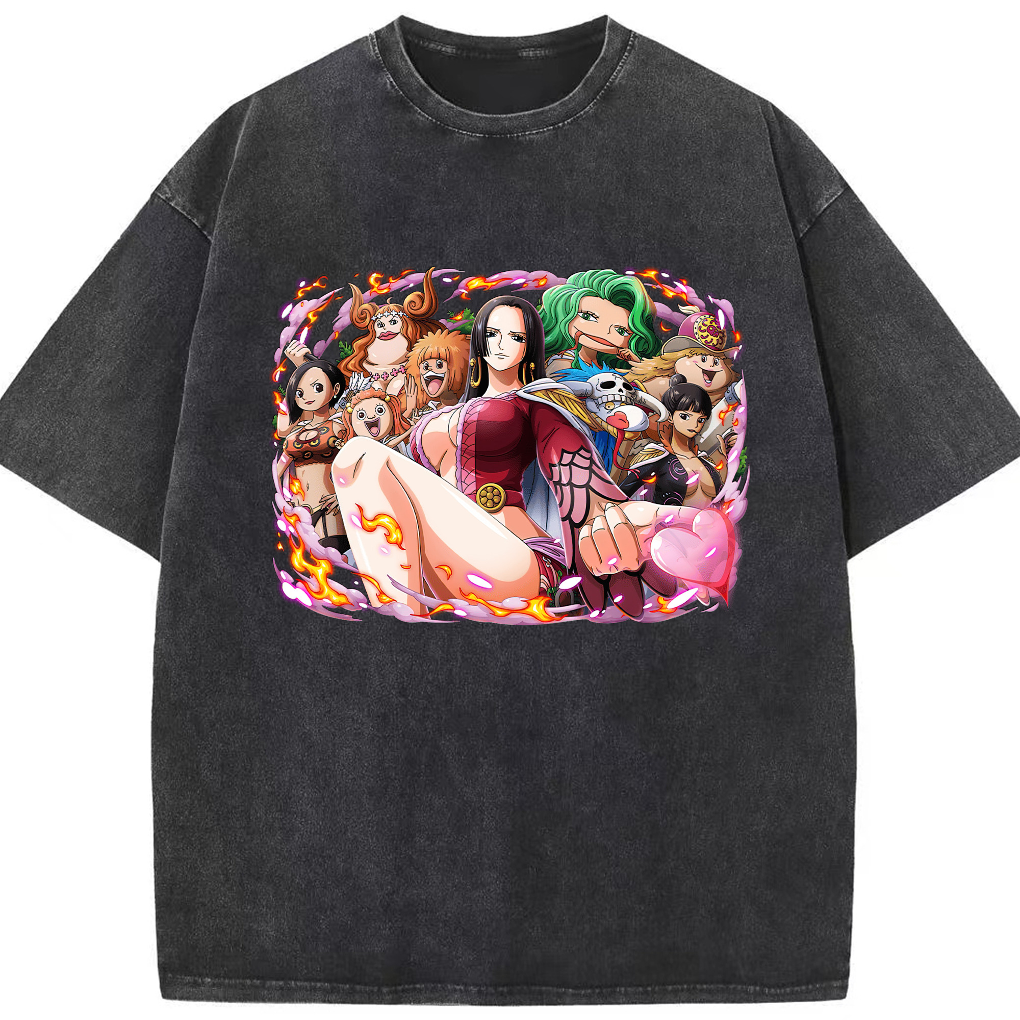 ワンピース ボア・ハンコック ONE PIECE Boa·Hancock 綿100% ヴィンテージ風 半袖Tシャツ（フロントプリント）