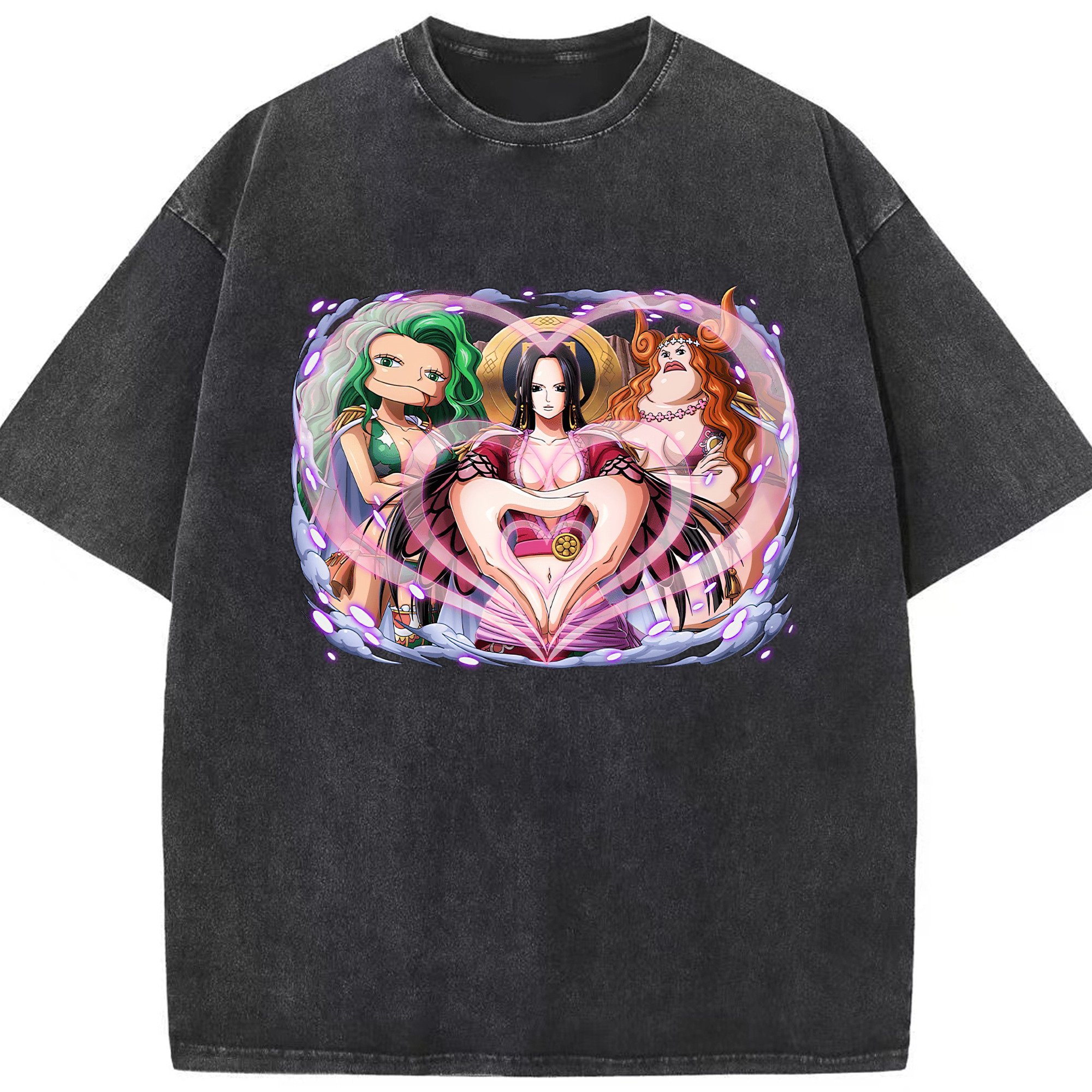 ワンピース ボア・ハンコック ONE PIECE Boa·Hancock 綿100% ヴィンテージ風 半袖Tシャツ（フロントプリント）