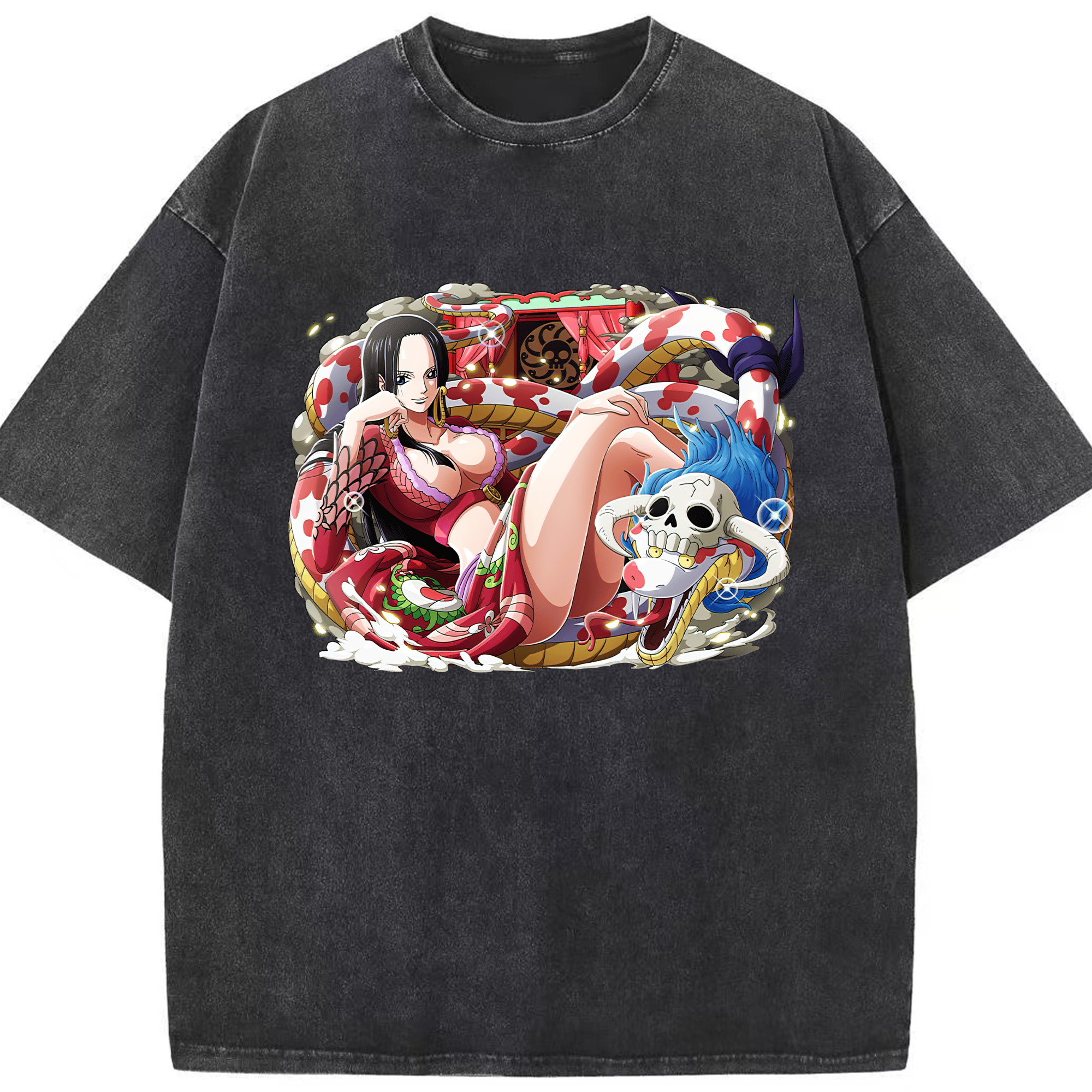 ワンピース ボア・ハンコック ONE PIECE Boa·Hancock 綿100% ヴィンテージ風 半袖Tシャツ（フロントプリント）