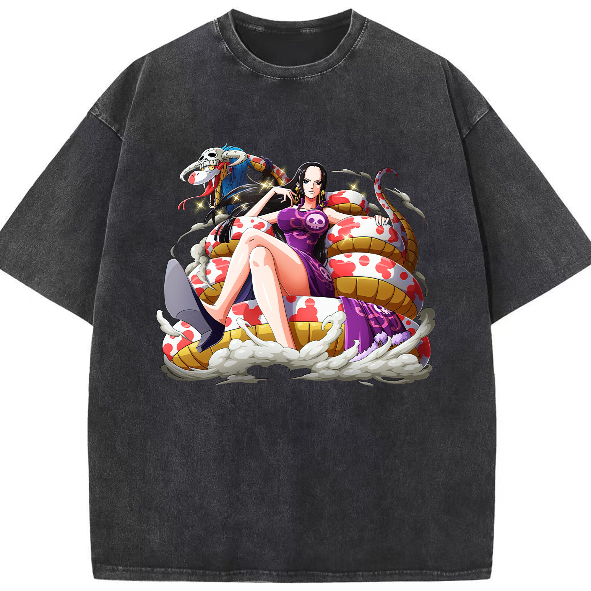 ワンピース ボア・ハンコック ONE PIECE Boa·Hancock 綿100% ヴィンテージ風 半袖Tシャツ（フロントプリント）