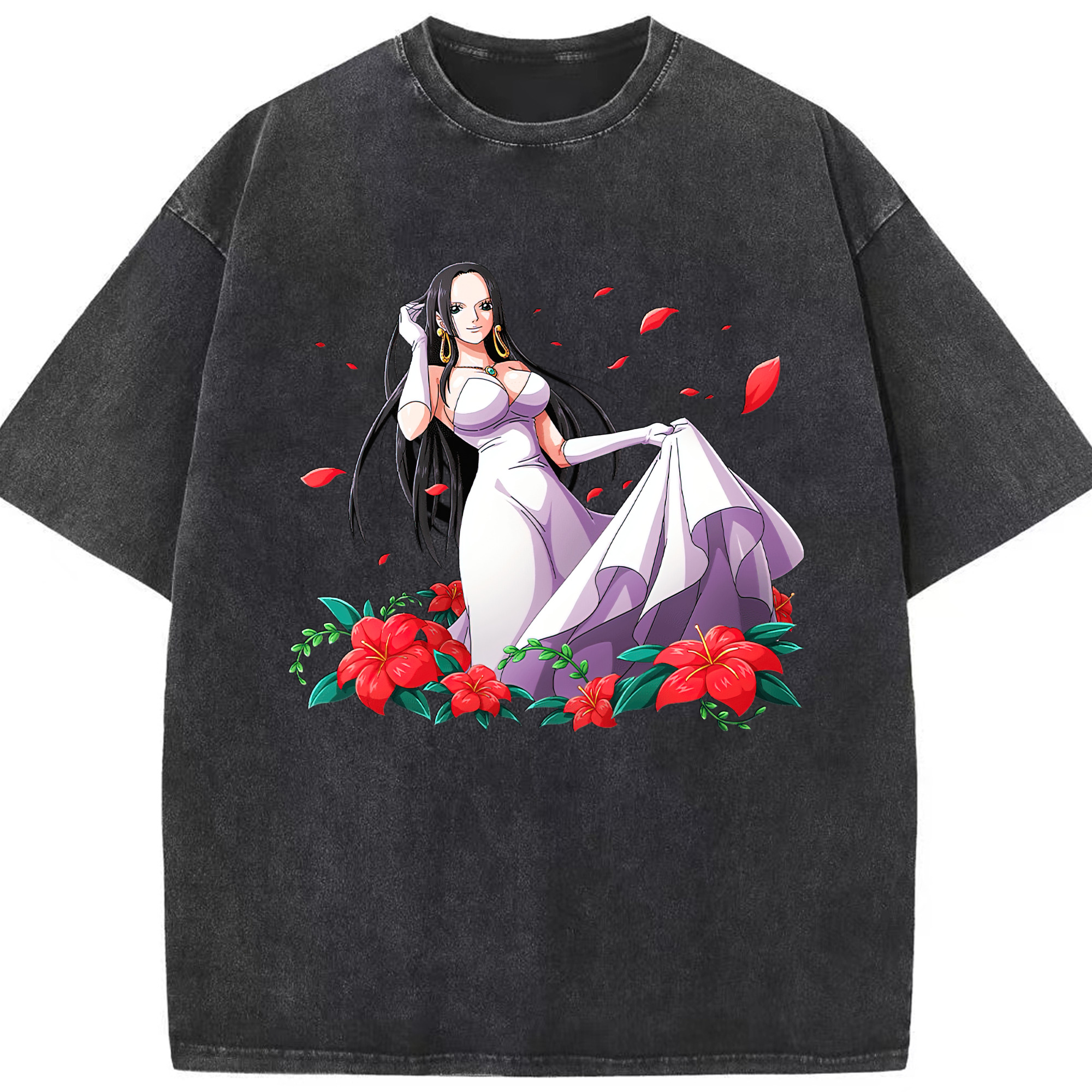 ワンピース ボア・ハンコック ONE PIECE Boa·Hancock 綿100% ヴィンテージ風 半袖Tシャツ（フロントプリント）