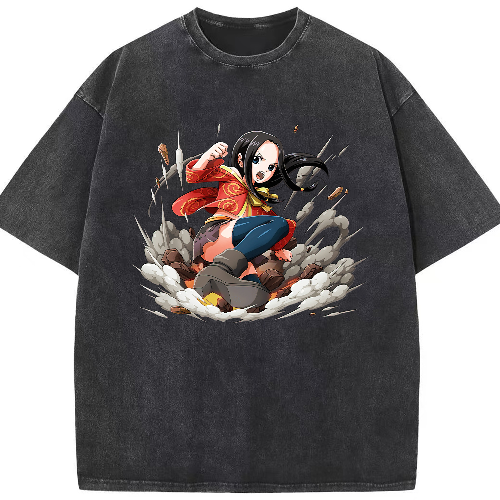ワンピース ボア・ハンコック ONE PIECE Boa·Hancock 綿100% ヴィンテージ風 半袖Tシャツ（フロントプリント）