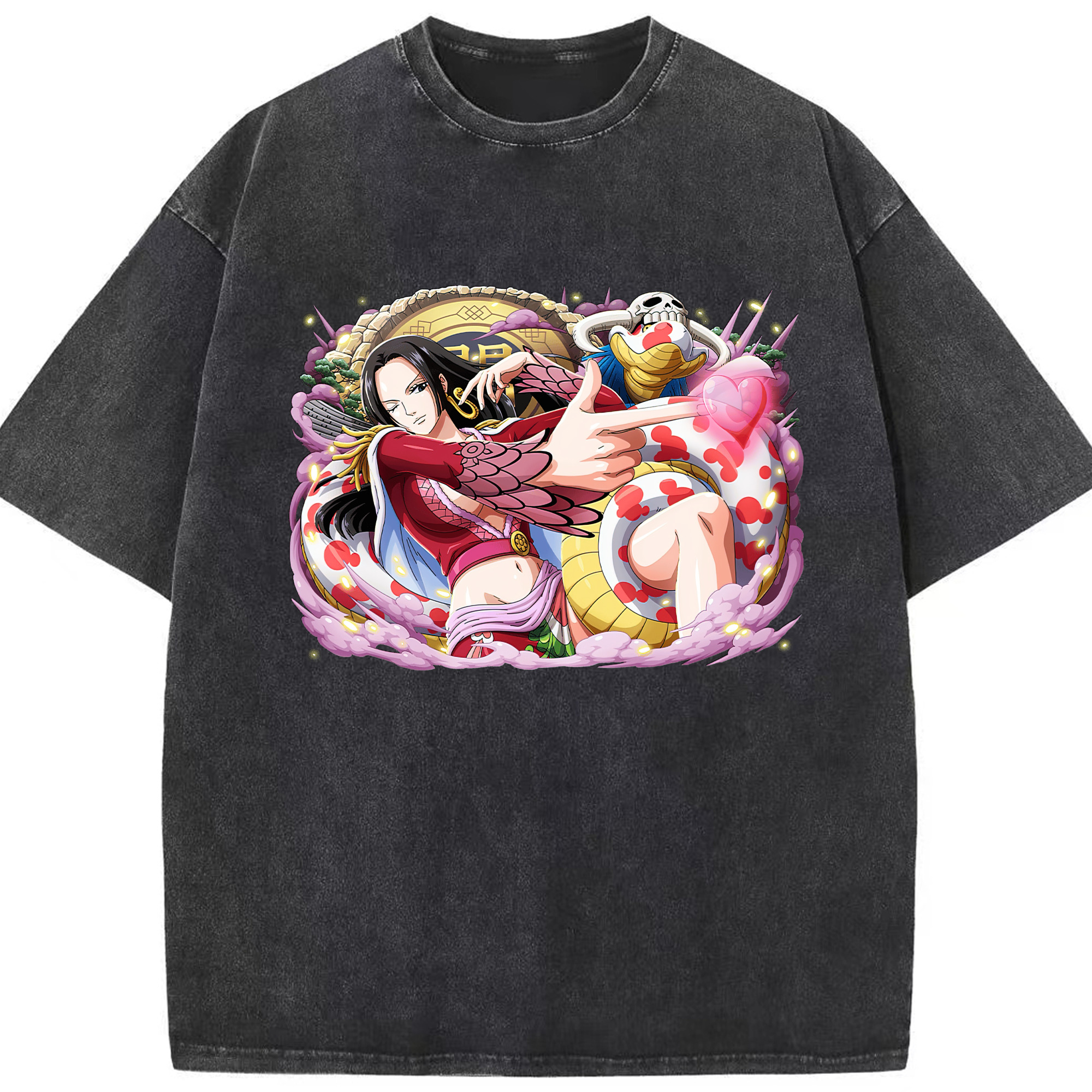 ワンピース ボア・ハンコック ONE PIECE Boa·Hancock 綿100% ヴィンテージ風 半袖Tシャツ（フロントプリント）